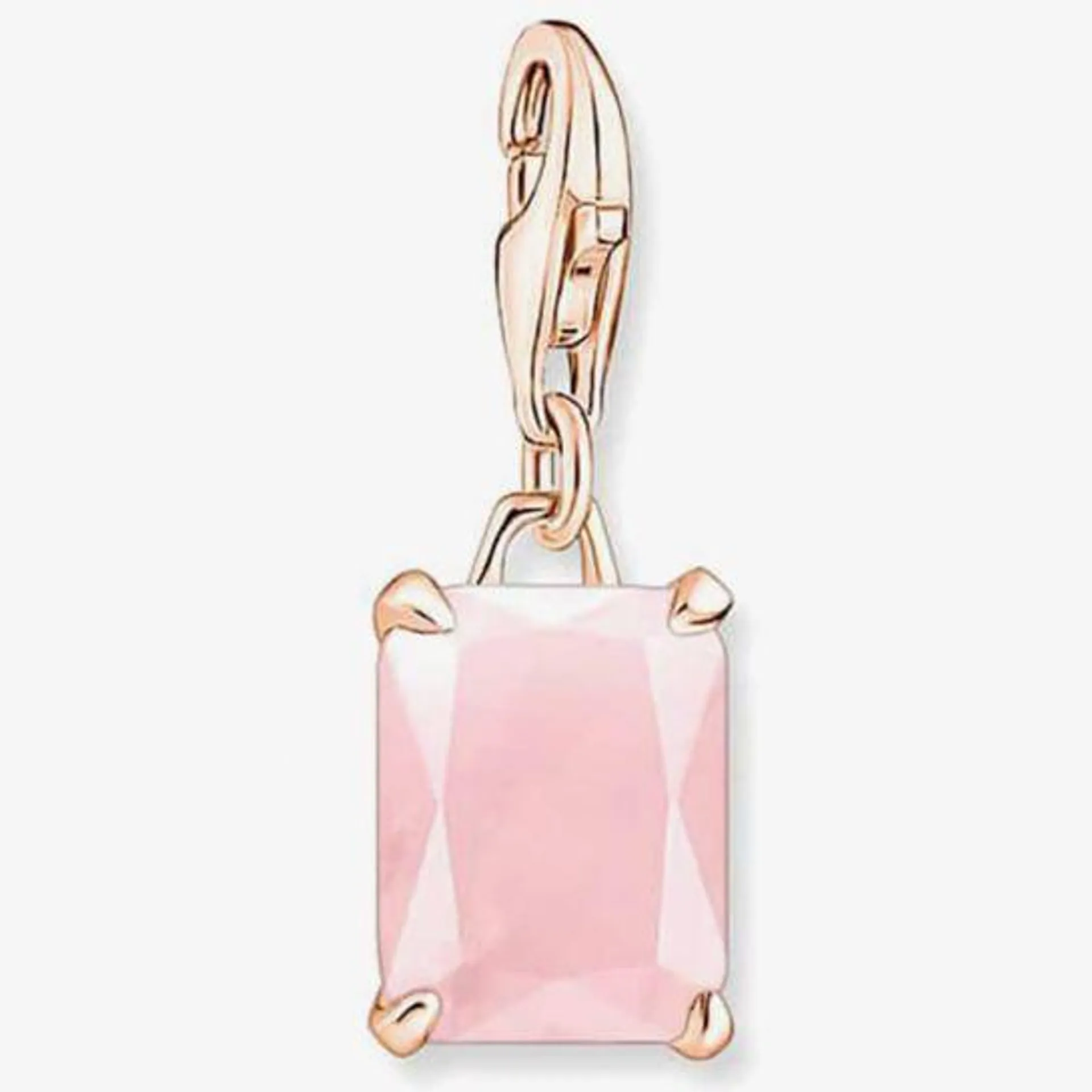 18ct Rose Gold Plated Large Pink Stone Charm Pendant