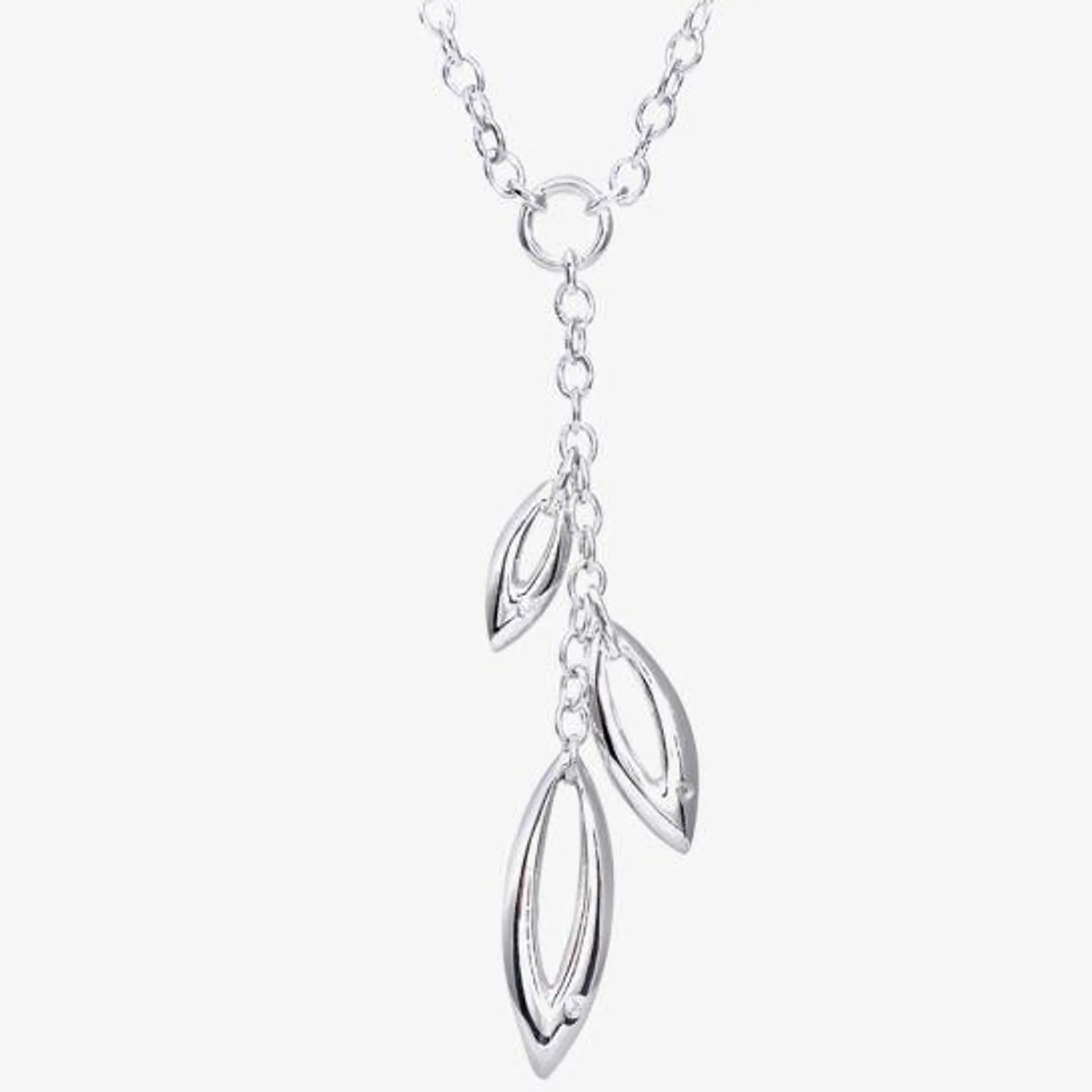 Silver & Diamond Triple Marquise Dropper Necklace