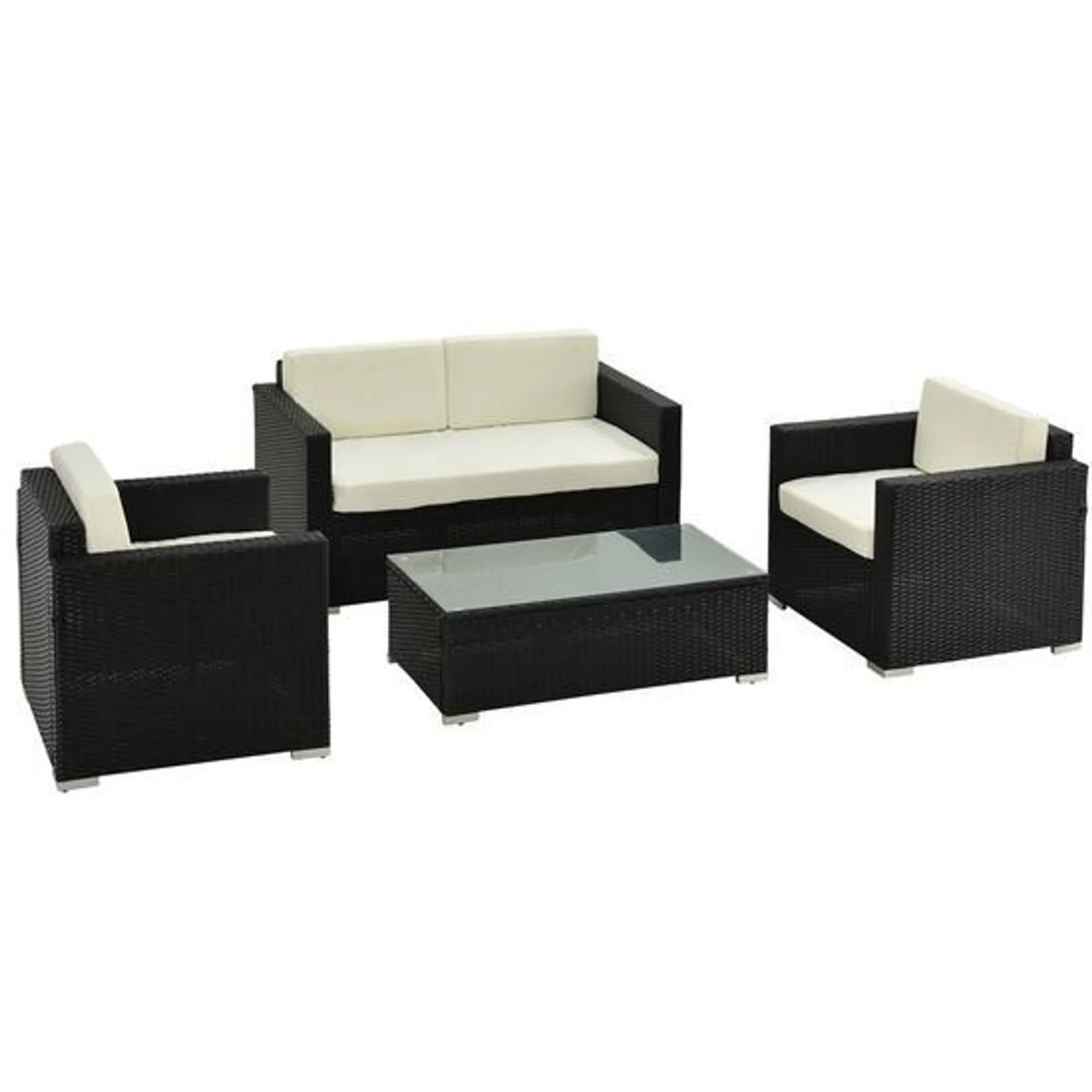 4 Pieces Rattan Sofa Set Chair Seat Furniture Patio Wicker Steel Black Garden