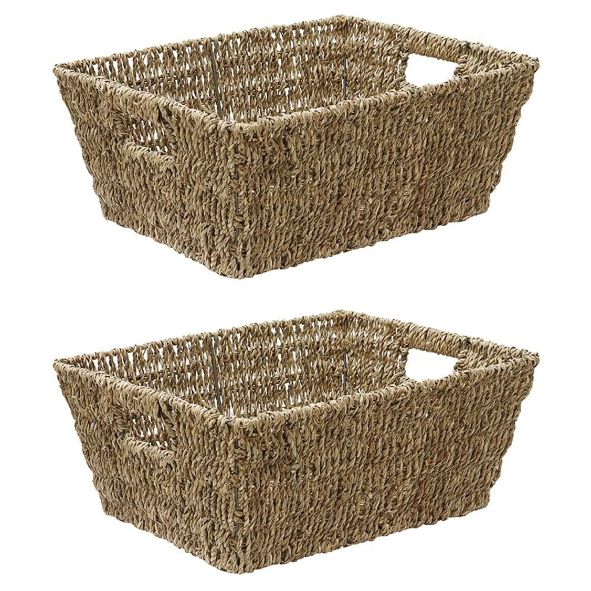 JVL Seagrass Rectangular Storage Basket Set of 2