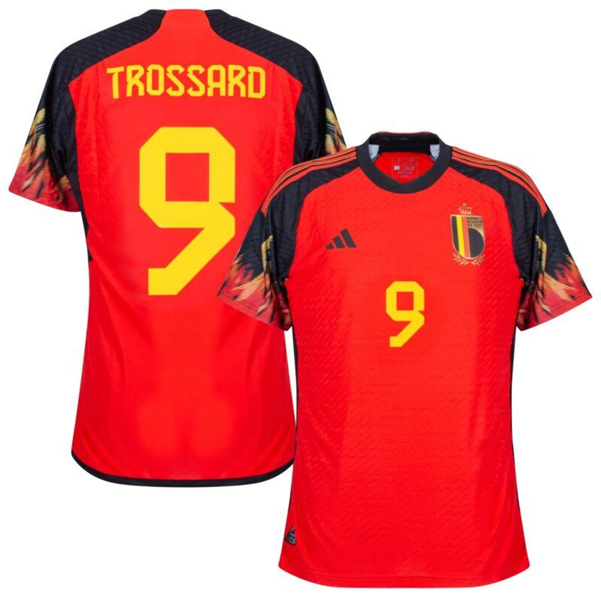 adidas Belgium Home Trossard 9 Authentic Shirt 2022-2023 (Official Printing)