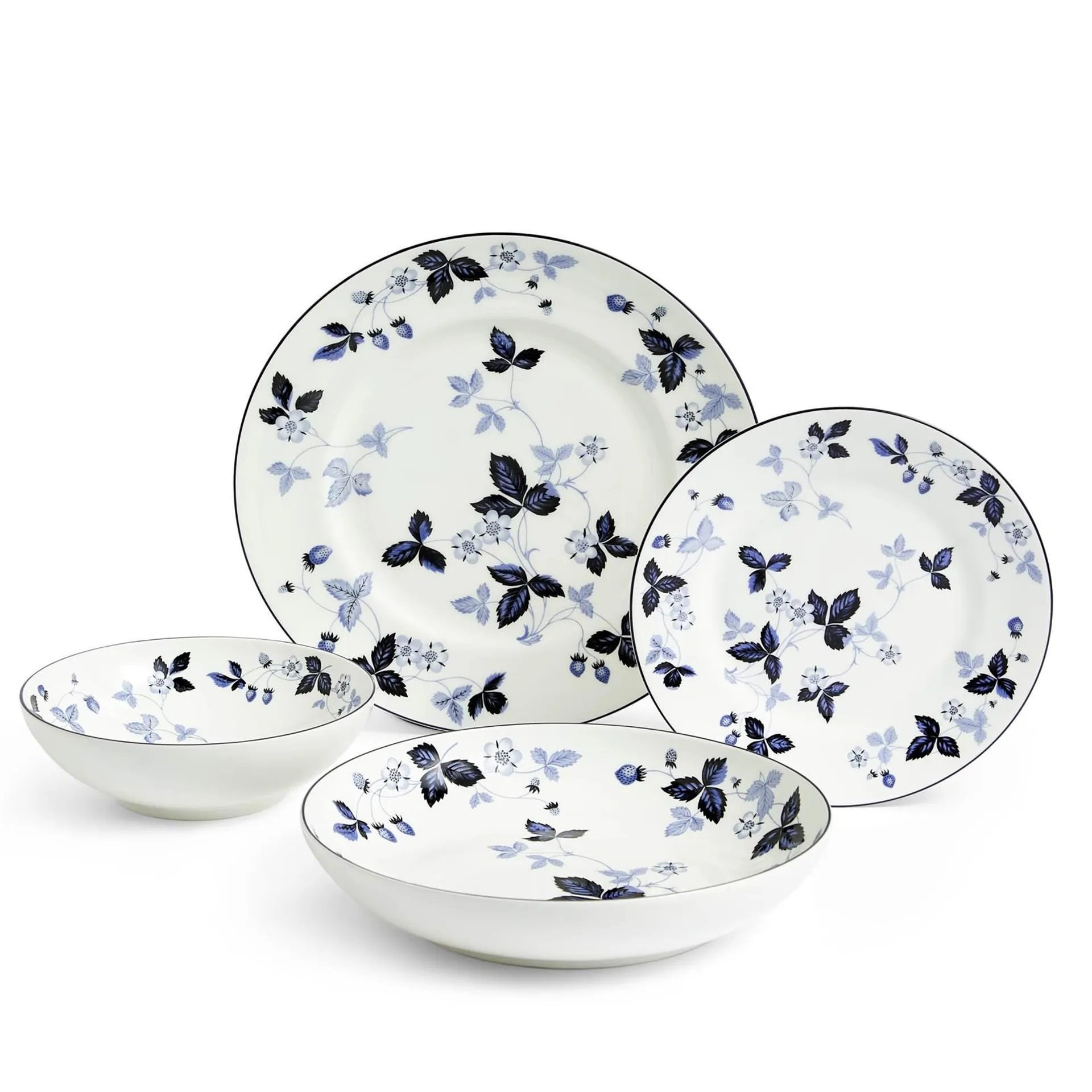 Wild Strawberry Inky Blue Dinnerware 4 Piece Set