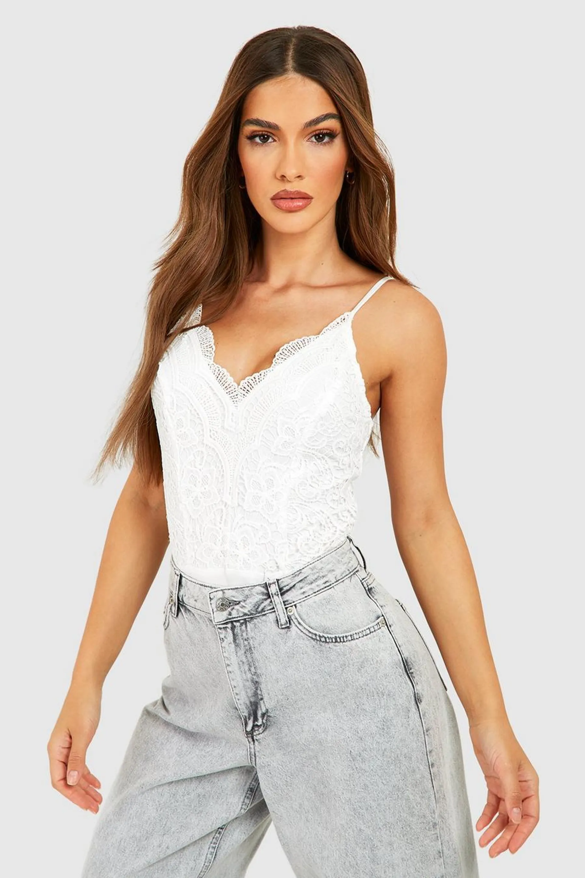 White Premium Lace Bodysuit