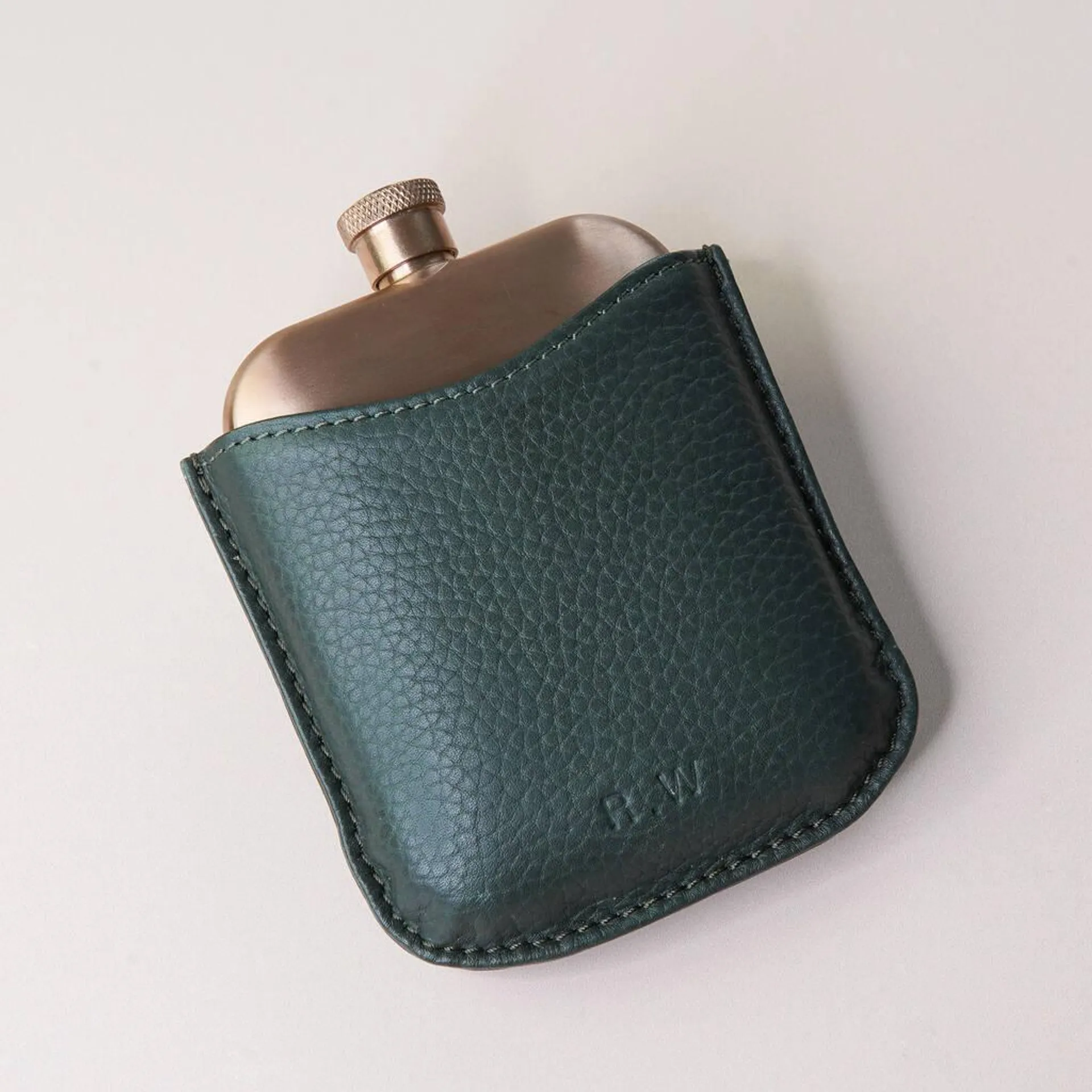 Copper Hip Flask With Premium Leather Sleeve