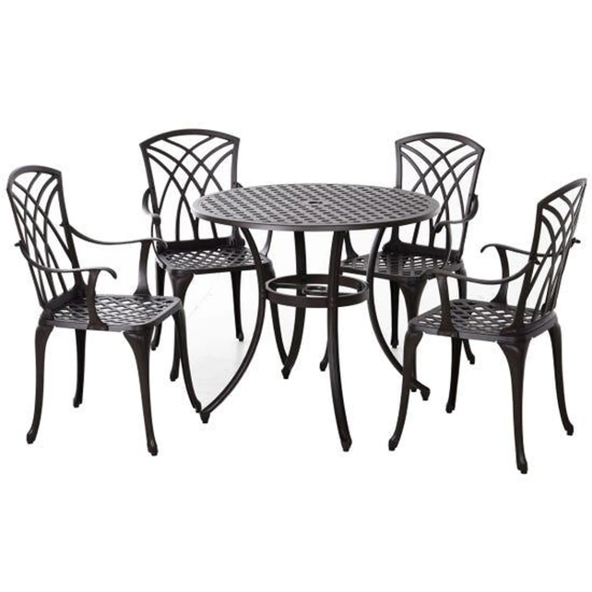 Outsunny 5pc Coffee Table Chairs Outdoor Furniture Set w/ Parasol Hole