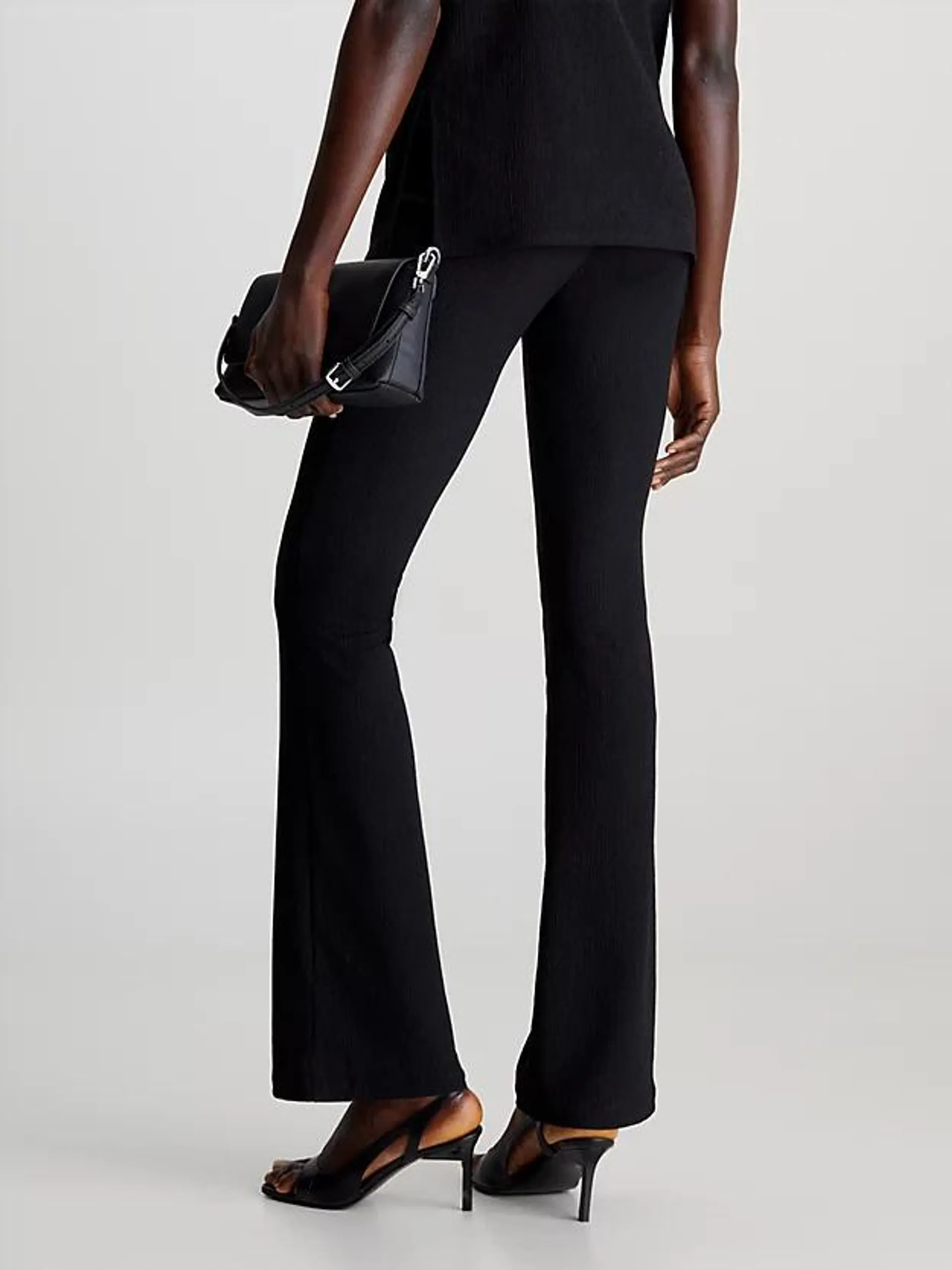 Slim Flared Textured Trousers