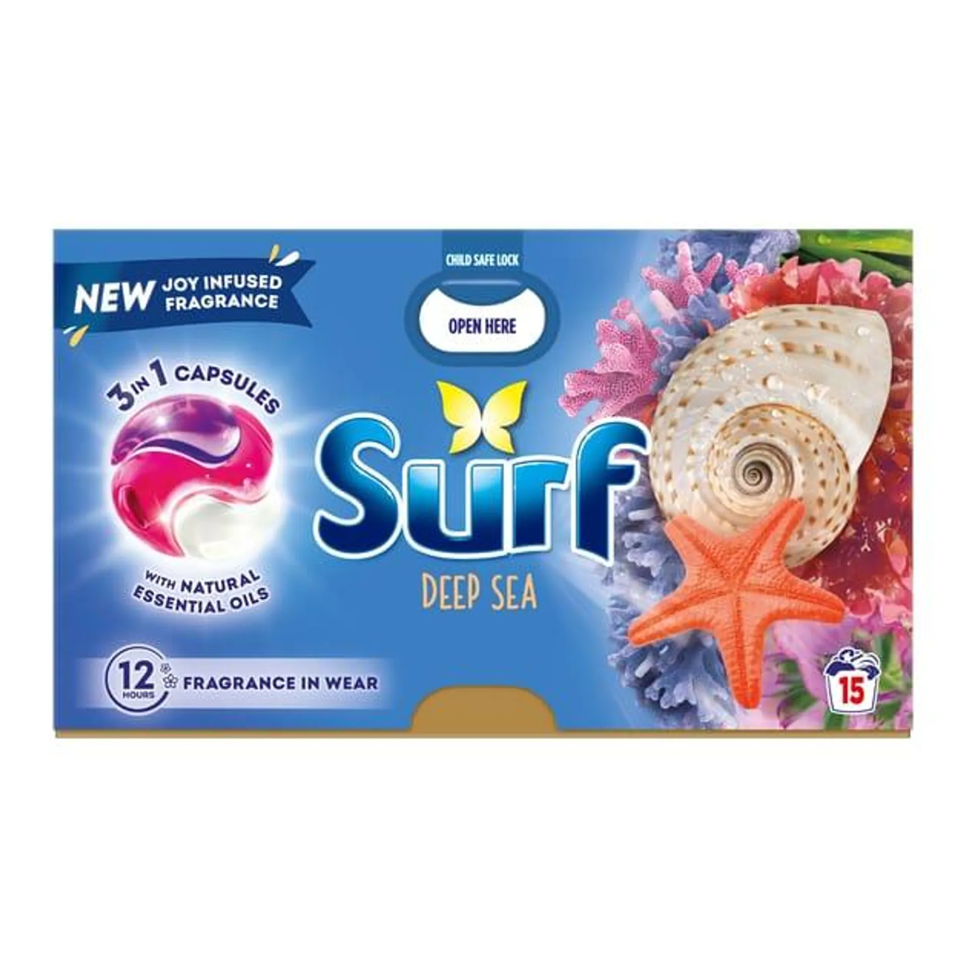 Surf 3in1 Laundry Washing Detergent Capsules 15 Washes - Deep Sea