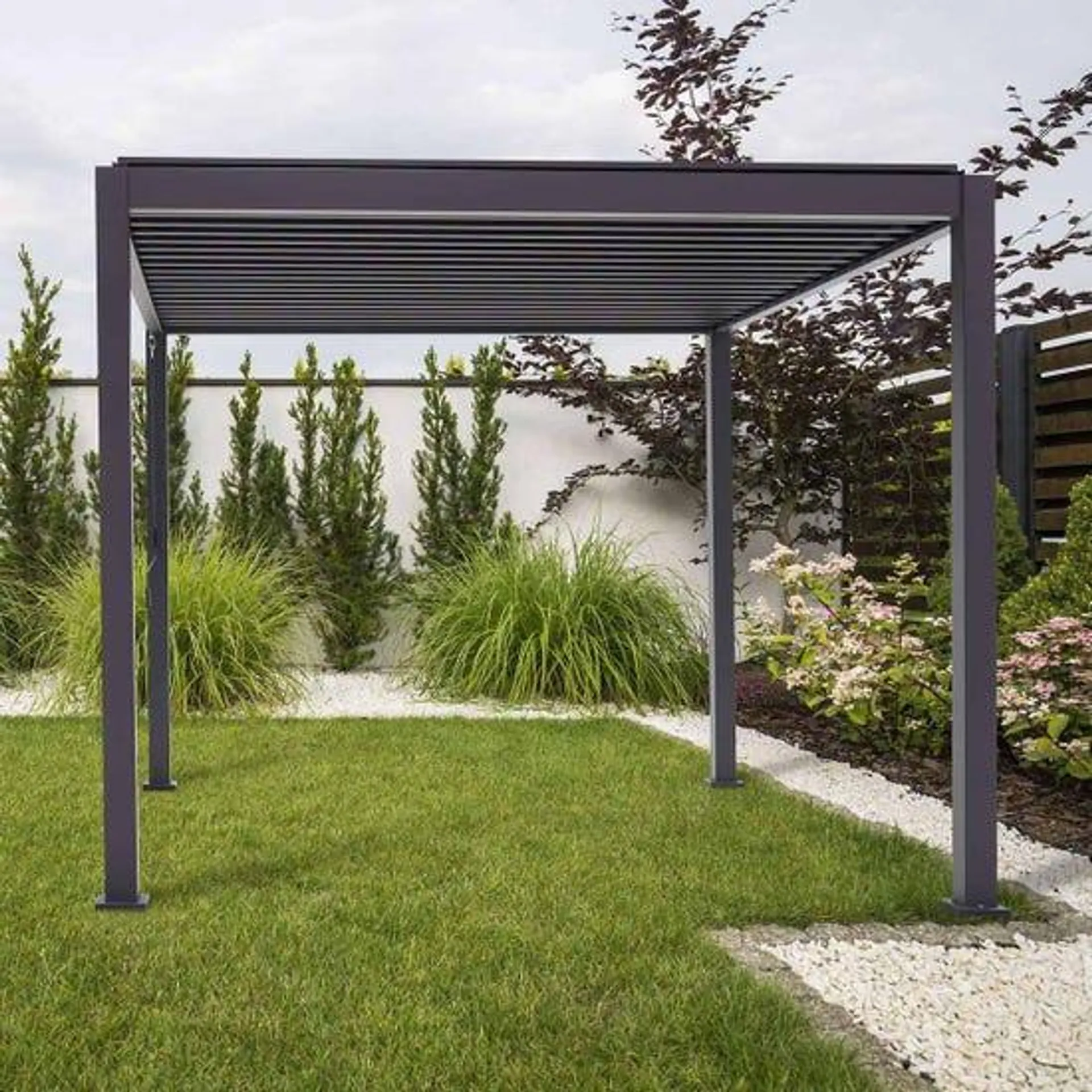 Nova Proteus 4M X 3M Rectangular Aluminium Pergola - Grey