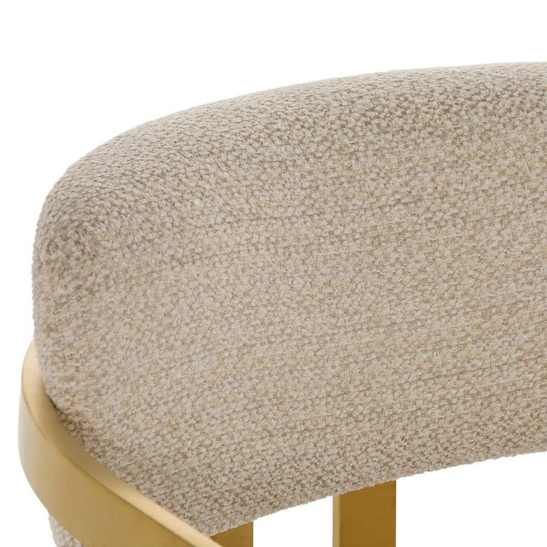 Neutral Boucle Accent Chair with Gold Frame