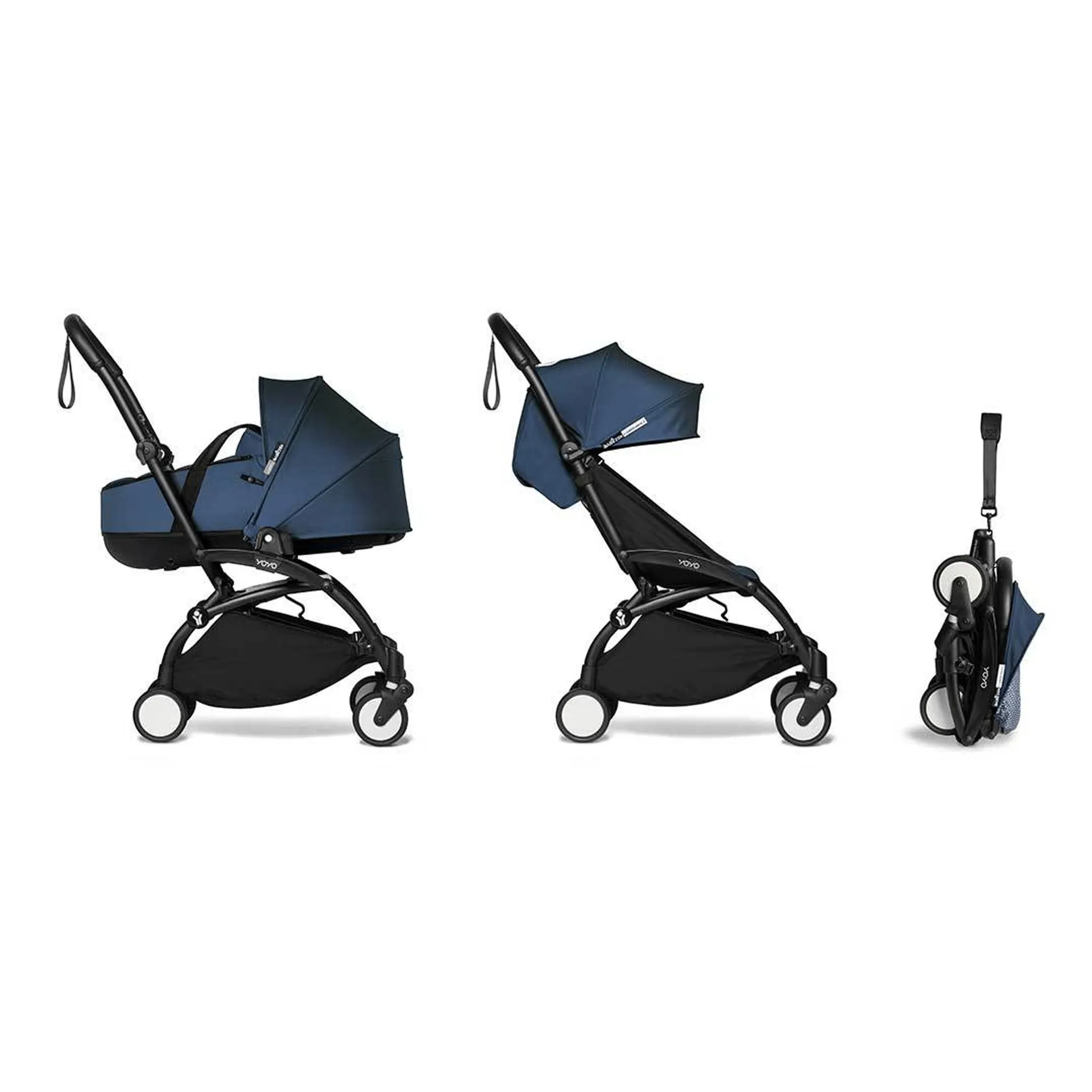 BABYZEN YOYO2 0+ Complete Bassinet Pram Black/Air France Blue