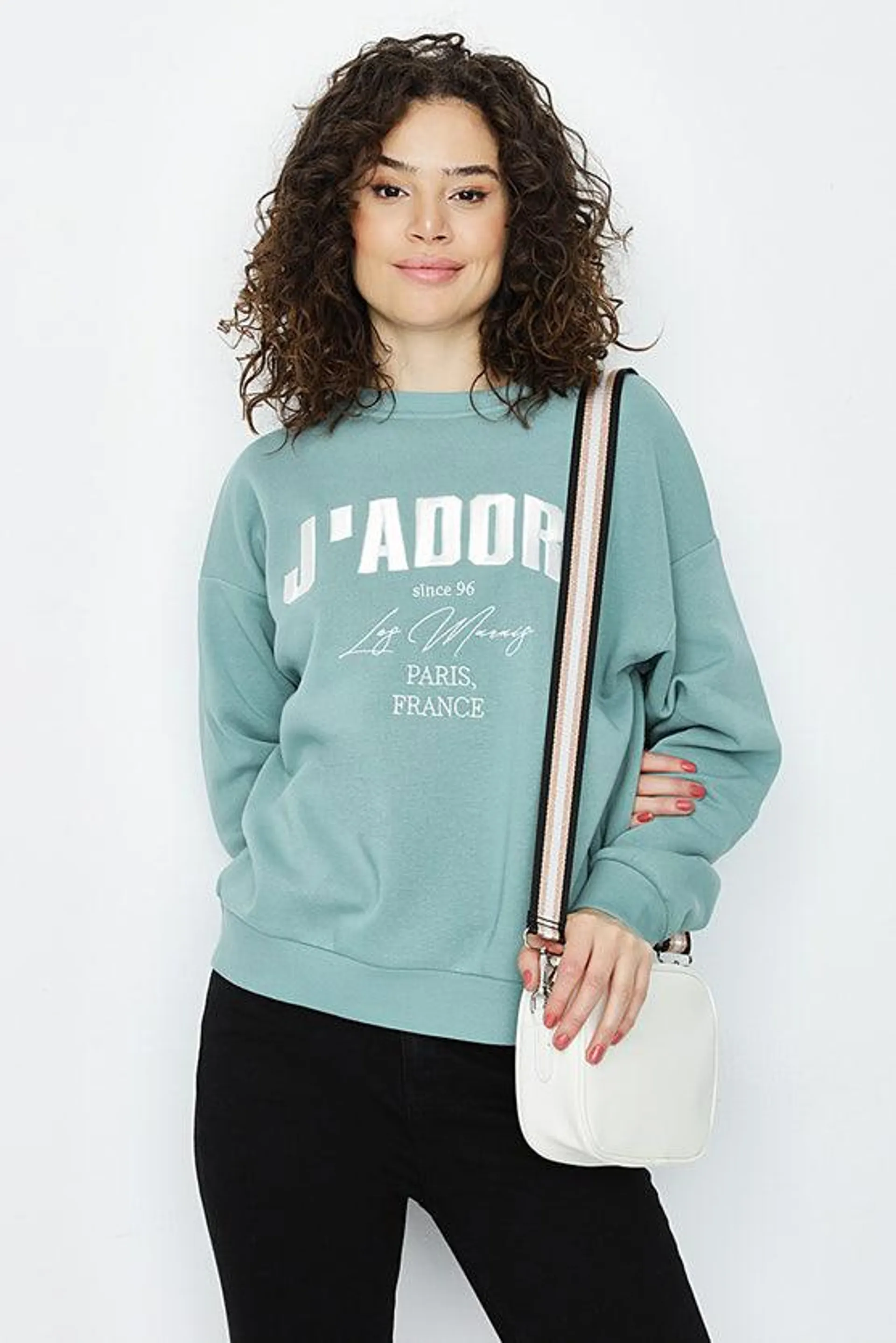 Jade Green J'Adore Embroidered Sweat