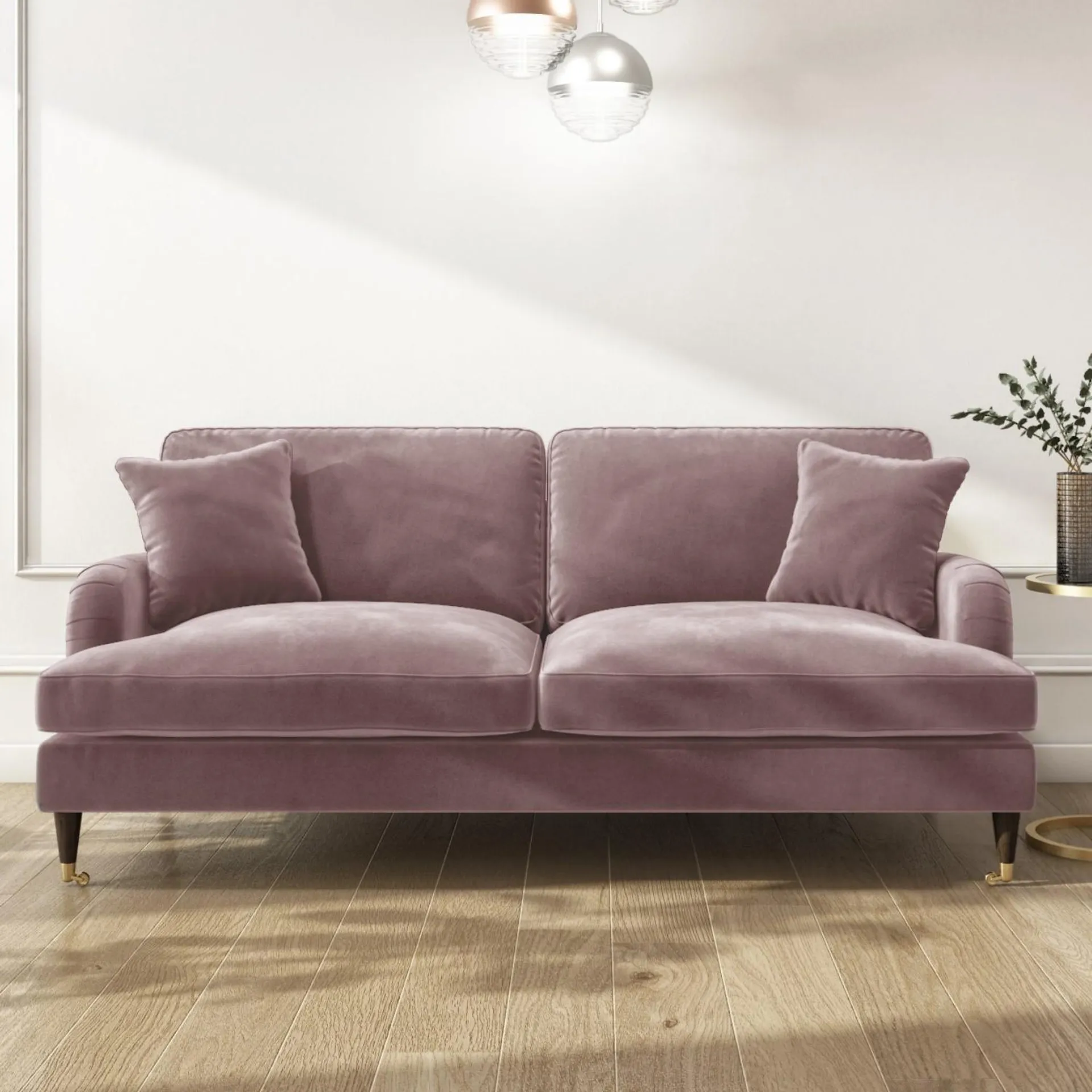 Pink Velvet 3 Seater Sofa - Payton