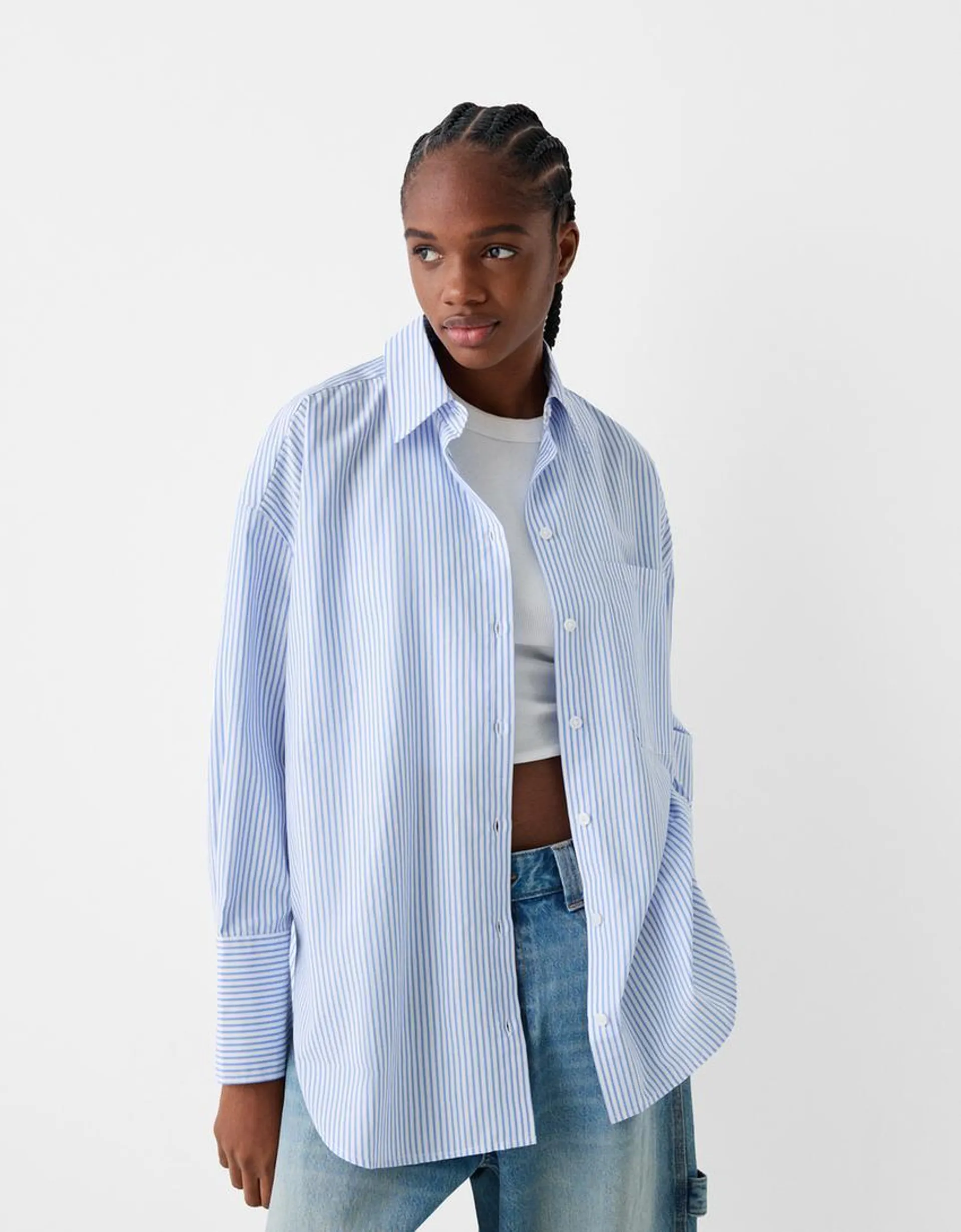 Striped oversize long sleeve shirt