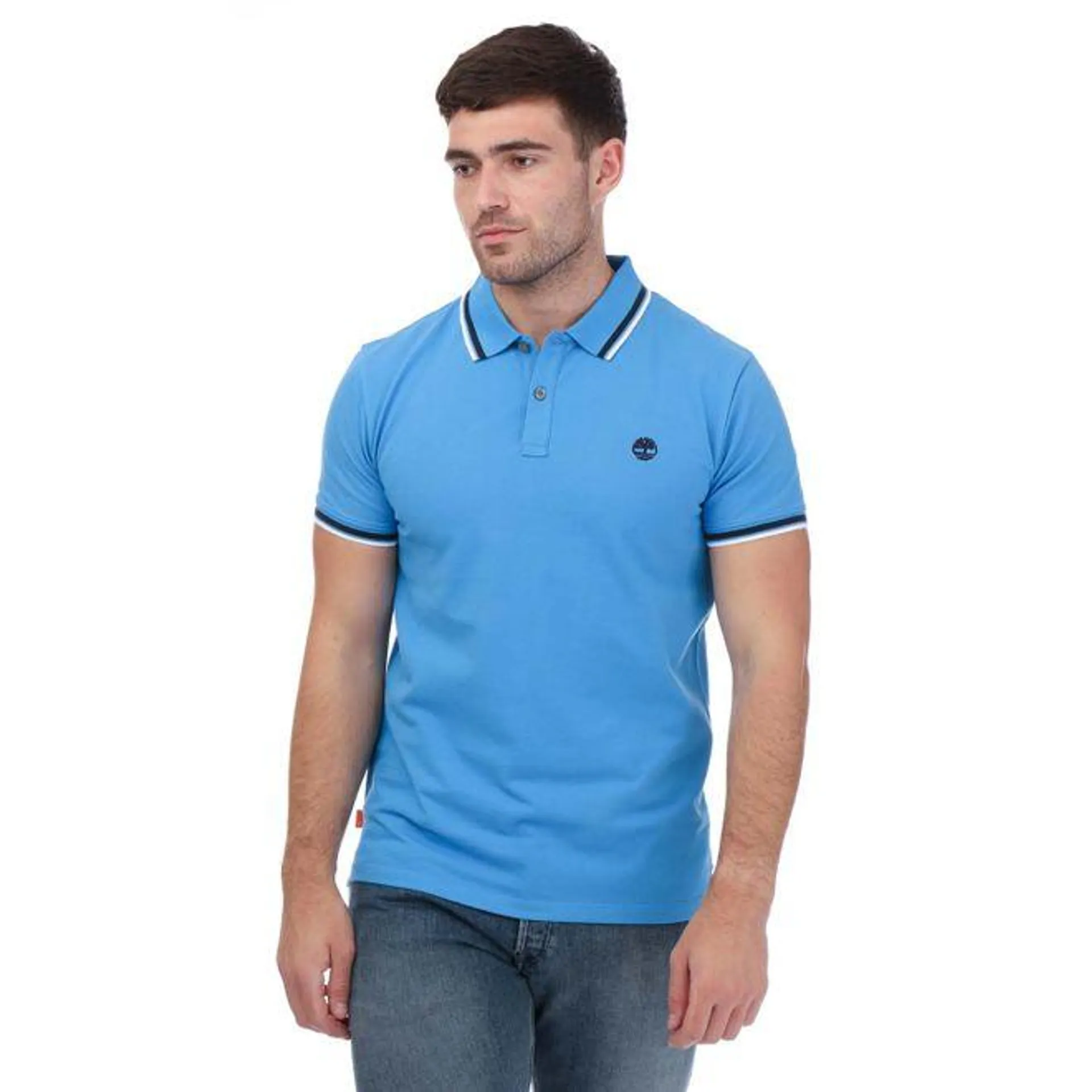 Timberland Tipped Short Sleeve Polo in Blue