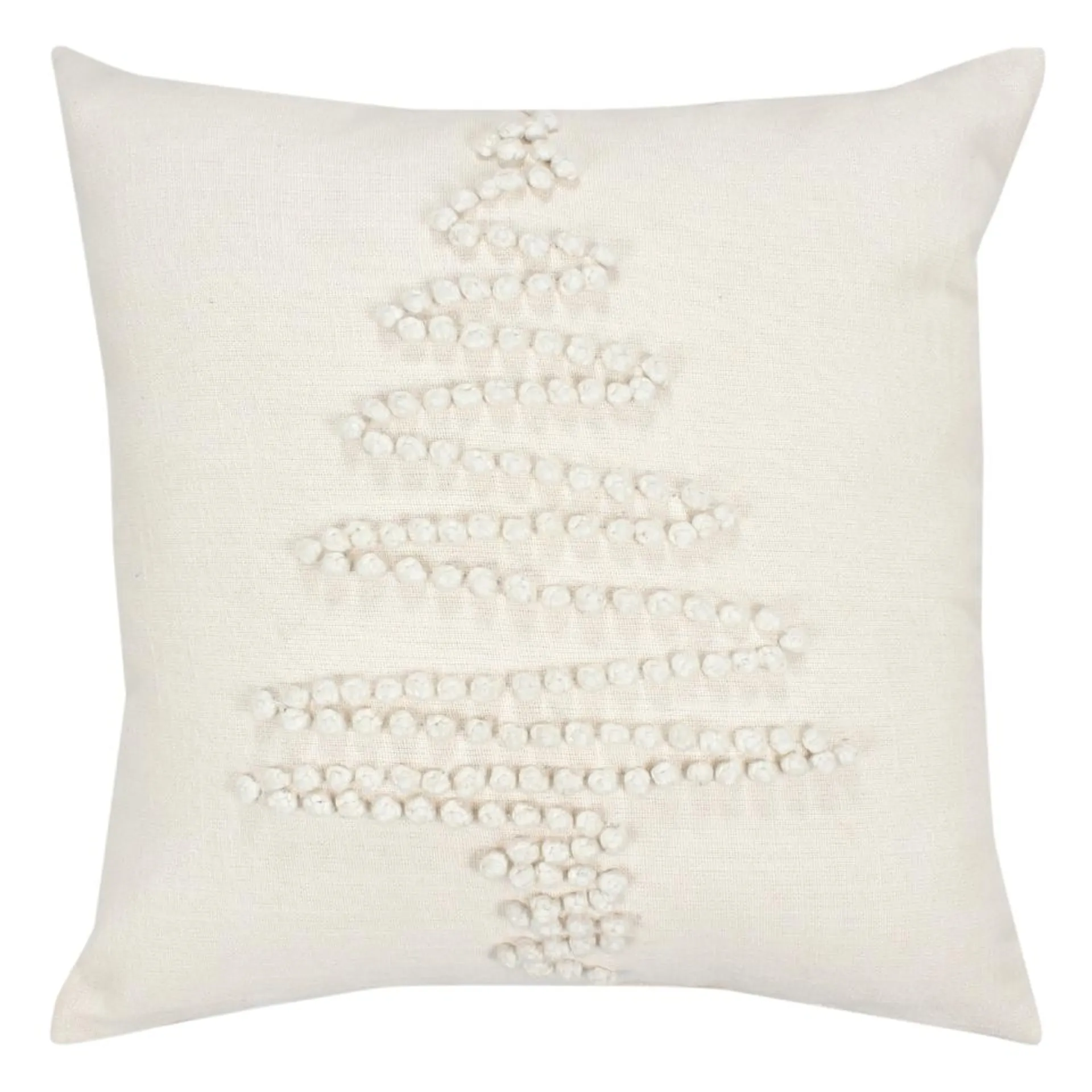 Embroidered Natural Christmas Tree Cushion - 43x43cm