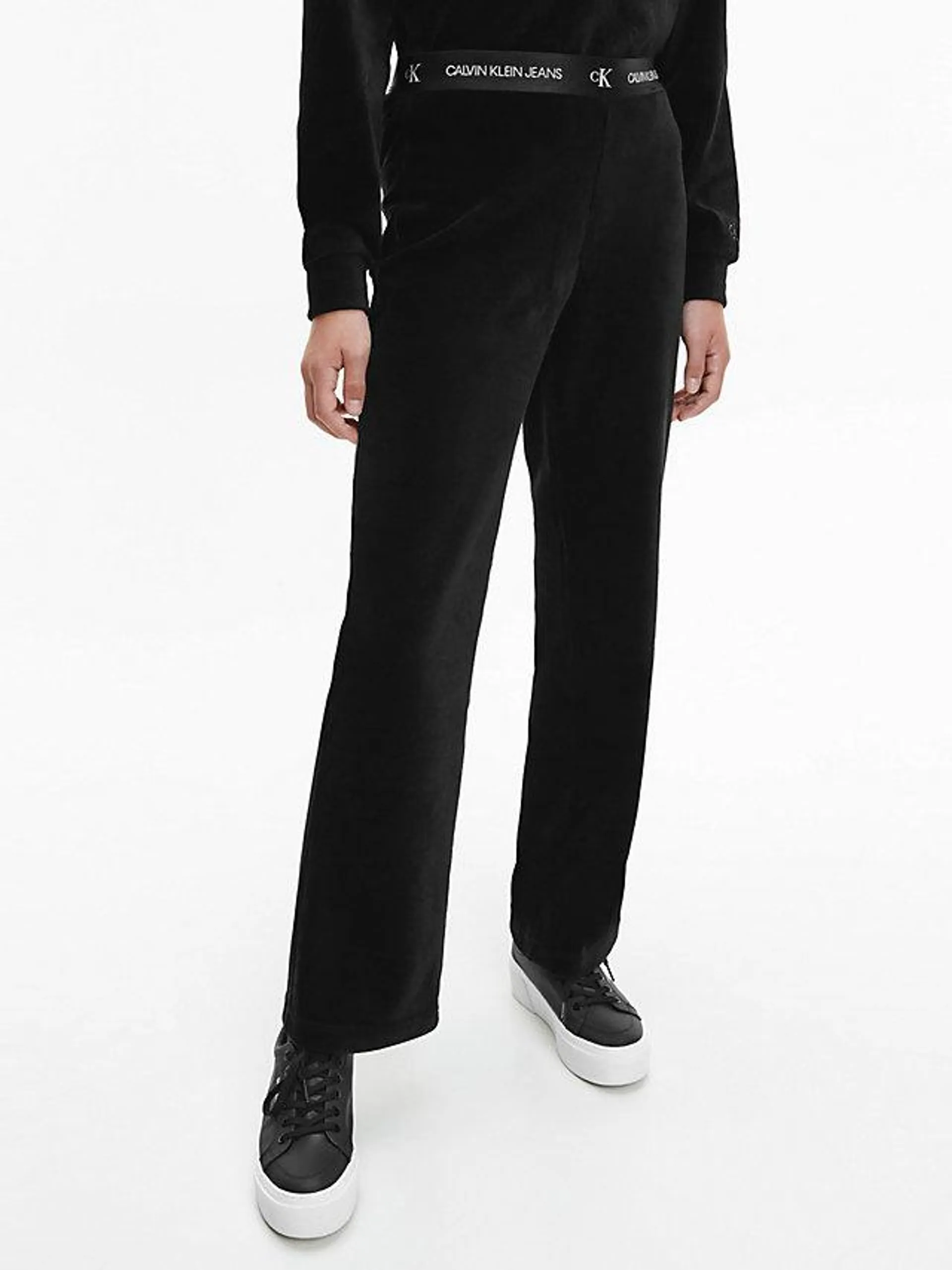 Ribbed Velour Straight Trousers