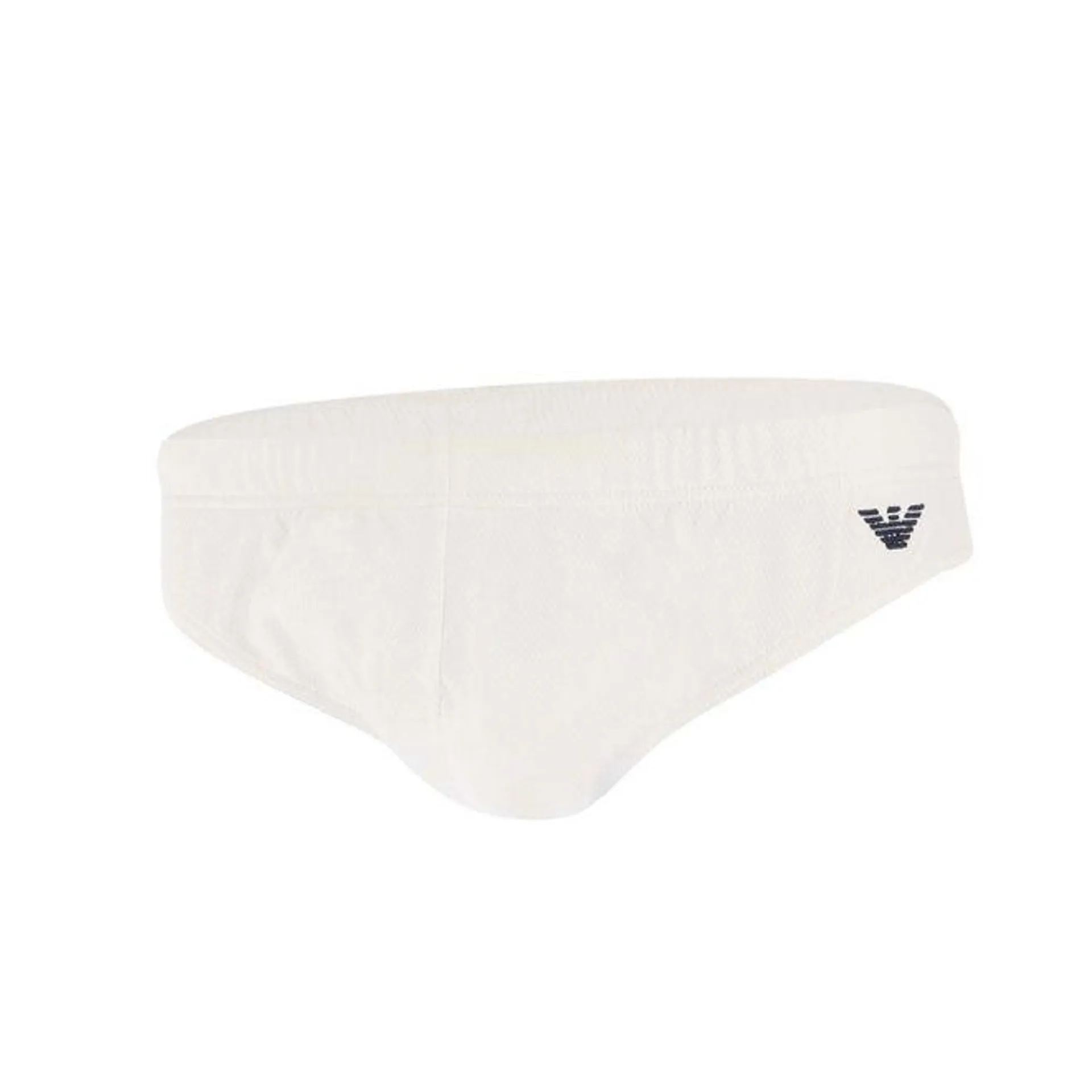 Armani Low Knitted Swim Briefs in White