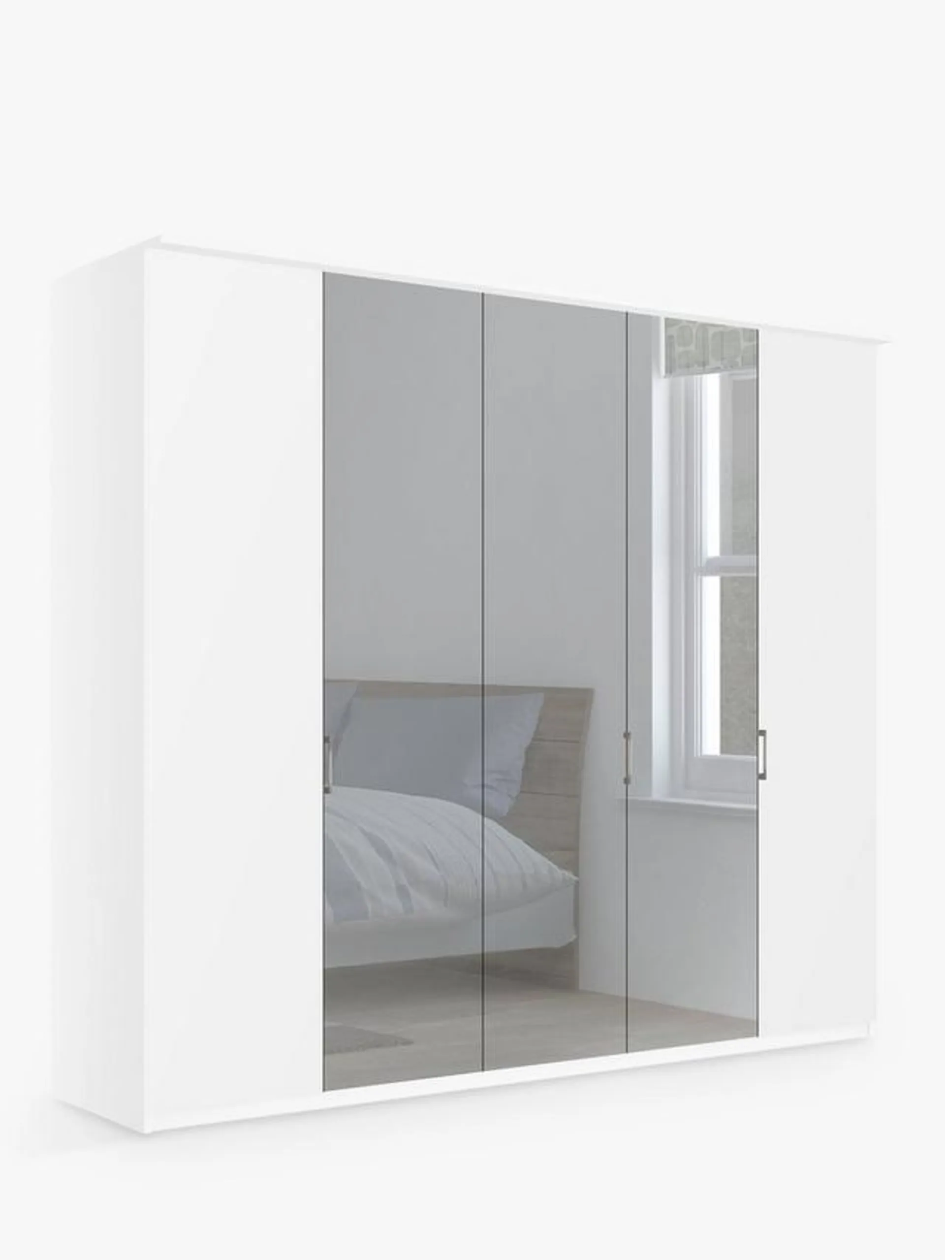 Elstra 250cm Mirrored 5 Hinged Doors Wardrobe