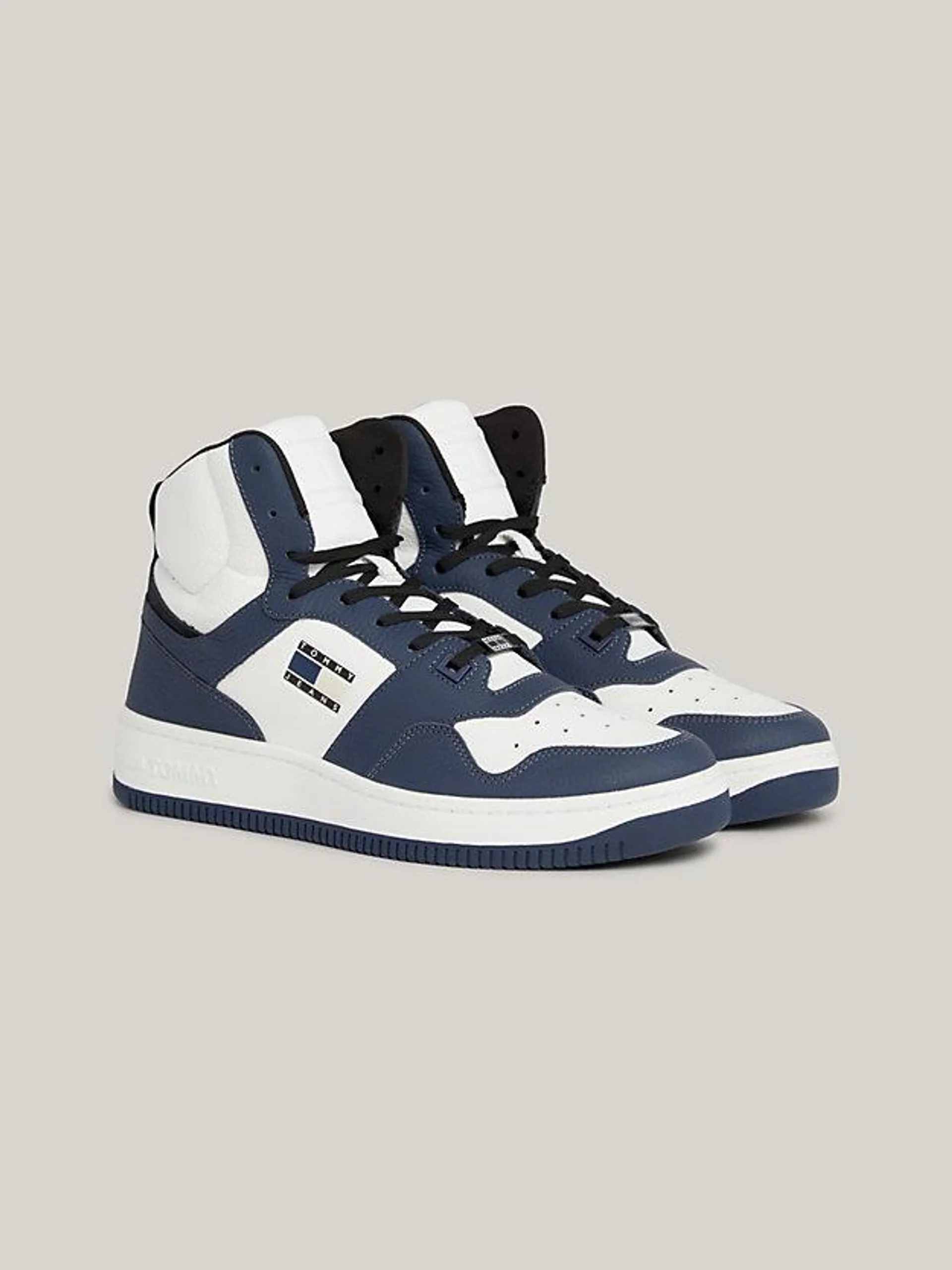 Retro Leather Basketball Mid-Top Trainers