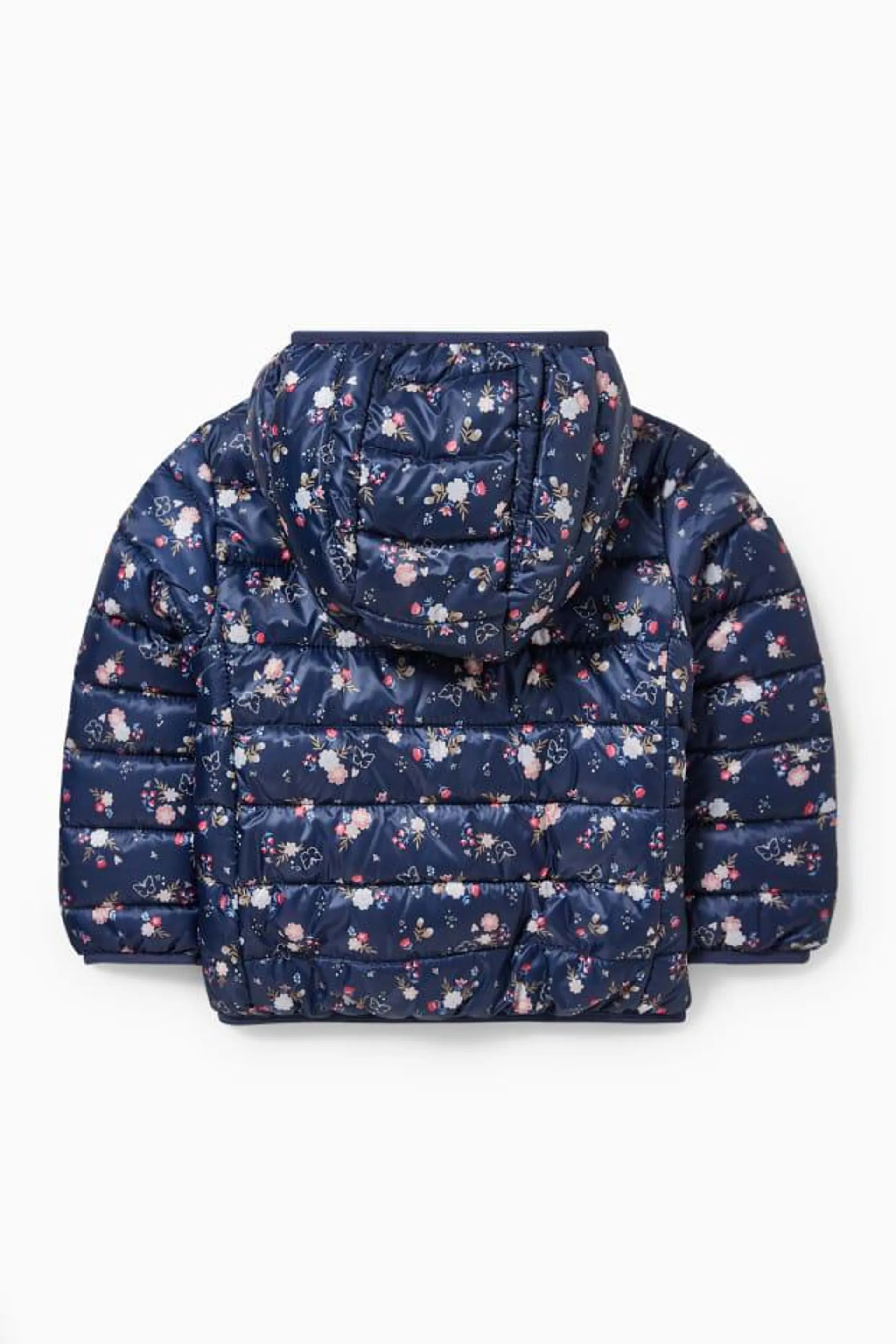 Quilted jacket with hood - floral