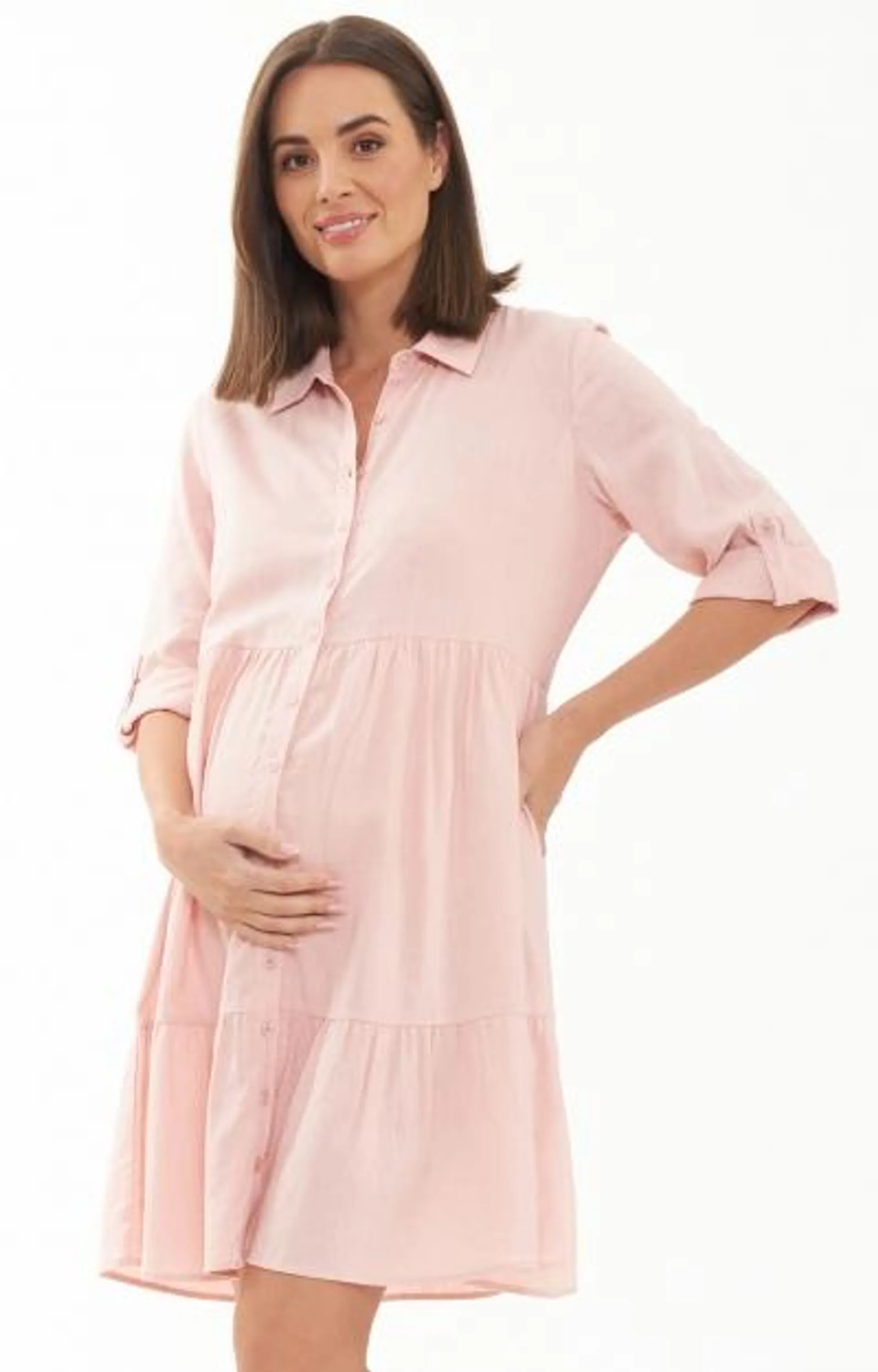 Adel Linen Maternity And Nursing Dress