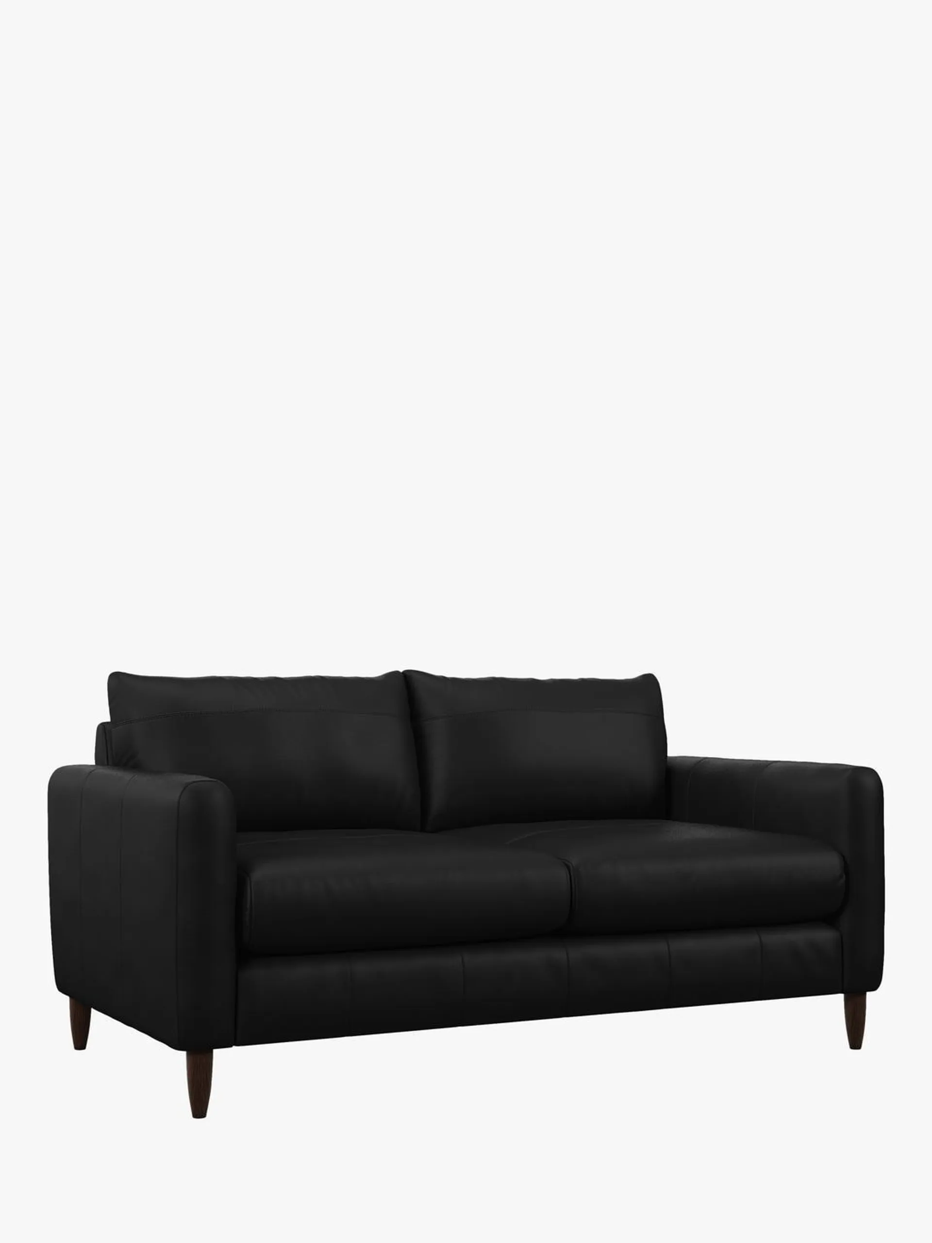 John Lewis Bailey II Medium 2 Seater Leather Sofa, Dark Leg, Matt Black