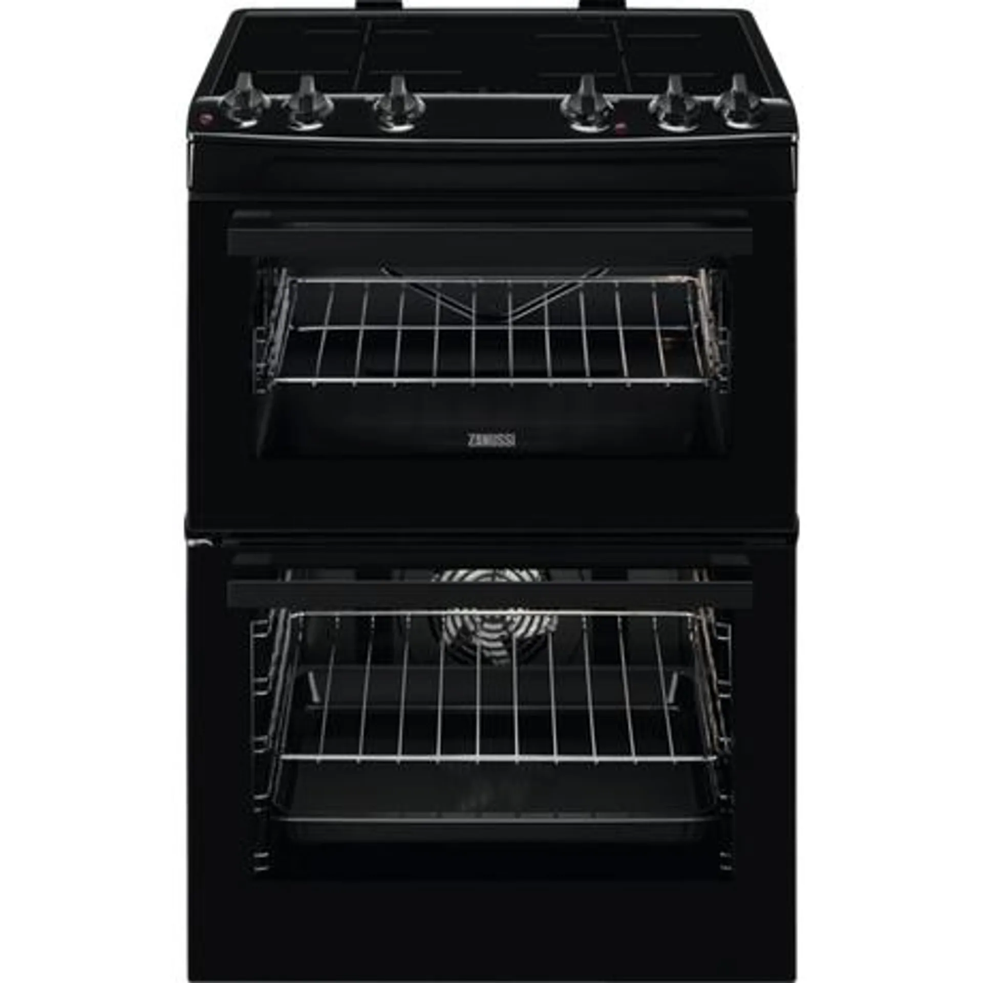 Zanussi ZCI66080BA 60cm Double Oven Electric Cooker with Induction Hob - Black