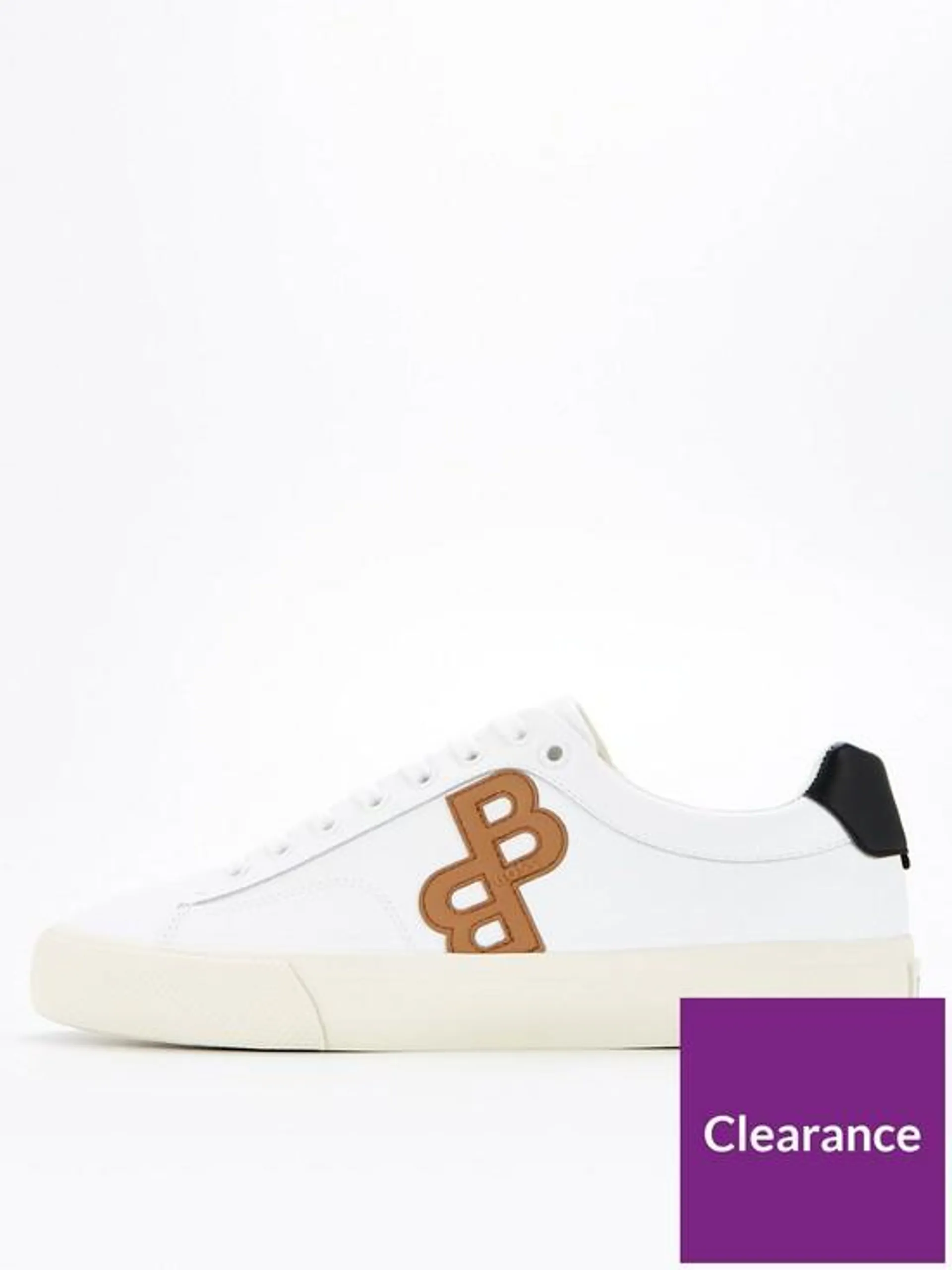 Aiden Monogram Detail Trainers - White/Tan