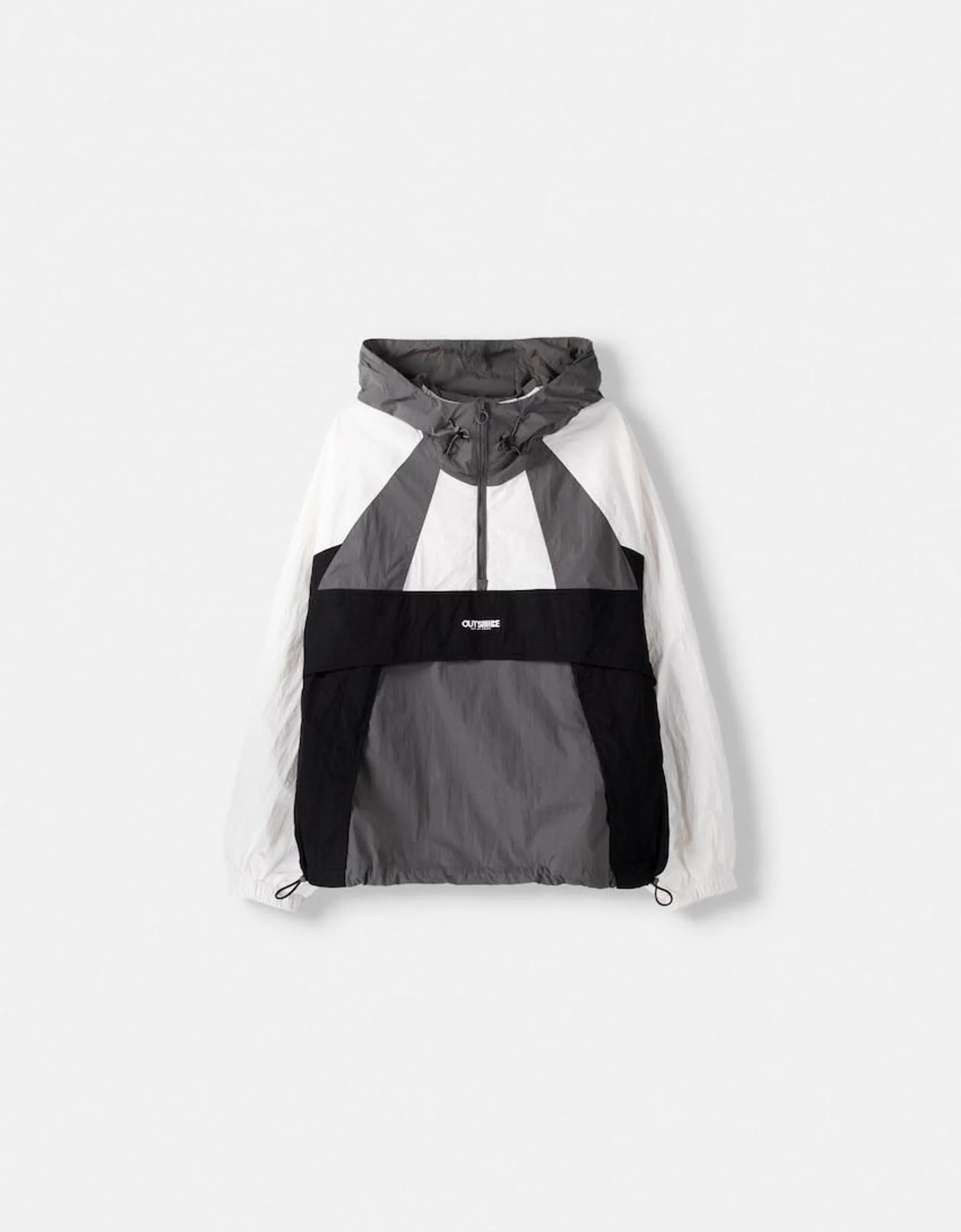 Hooded technical anorak jacket