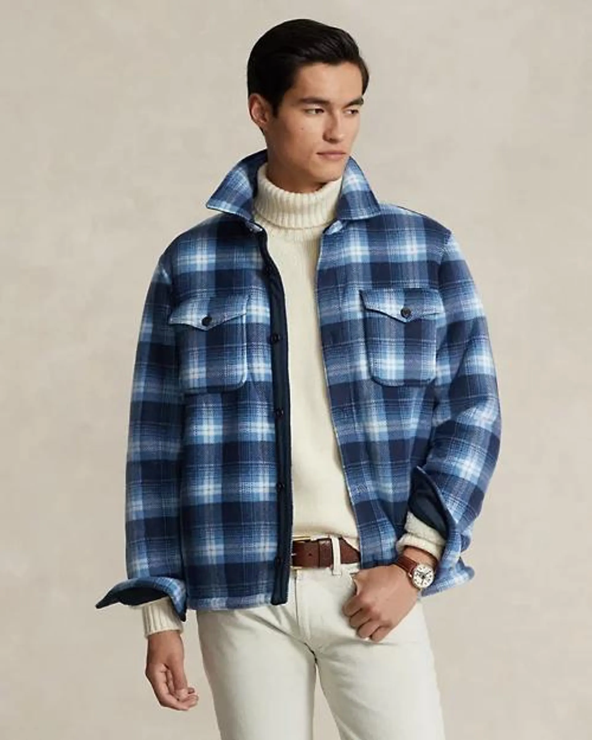 Plaid Fleece Shirt Jacket