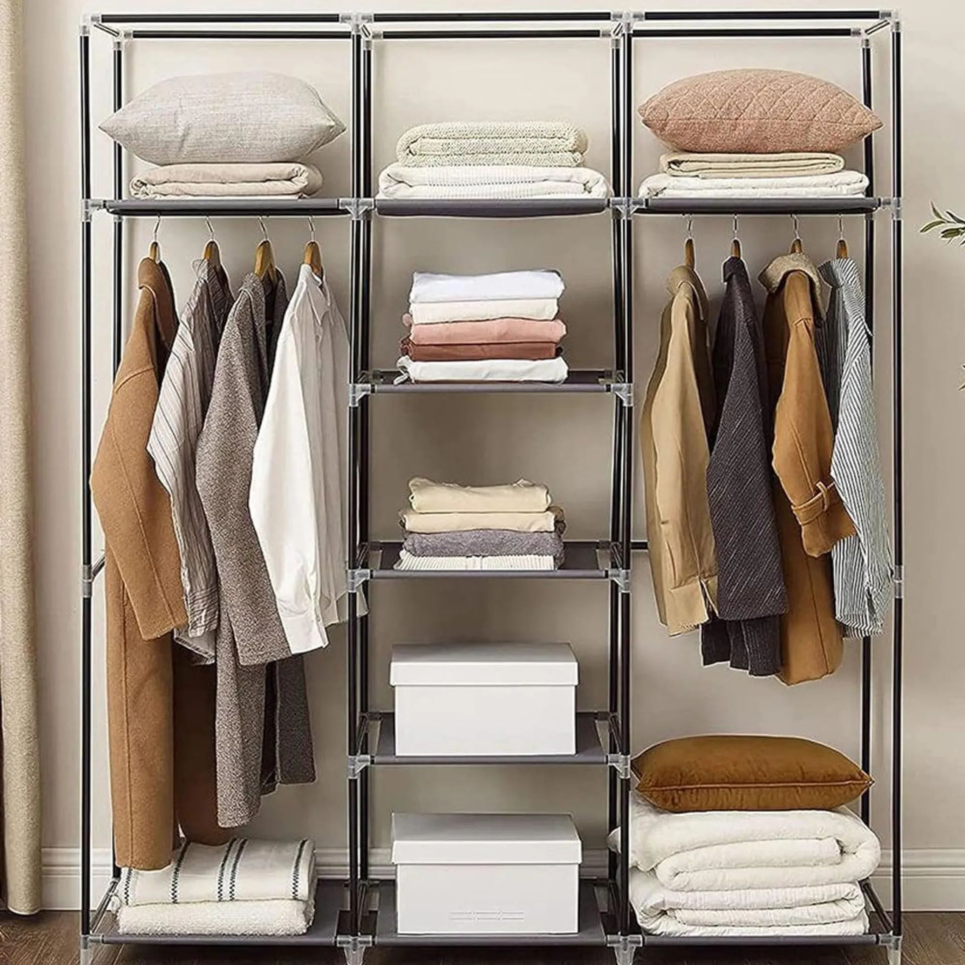 AMOS Grey Folding Fabric Wardrobe