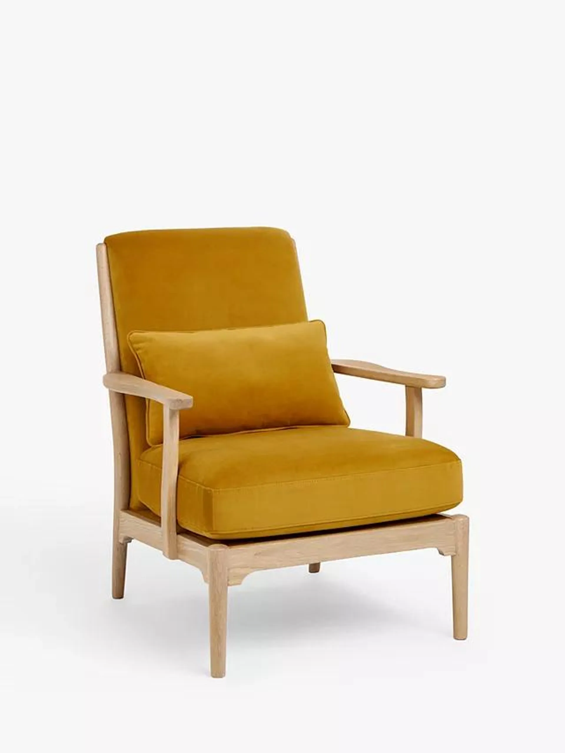 John Lewis Harp Oak Frame Armchair, Light Leg, Honey Smooth Velvet