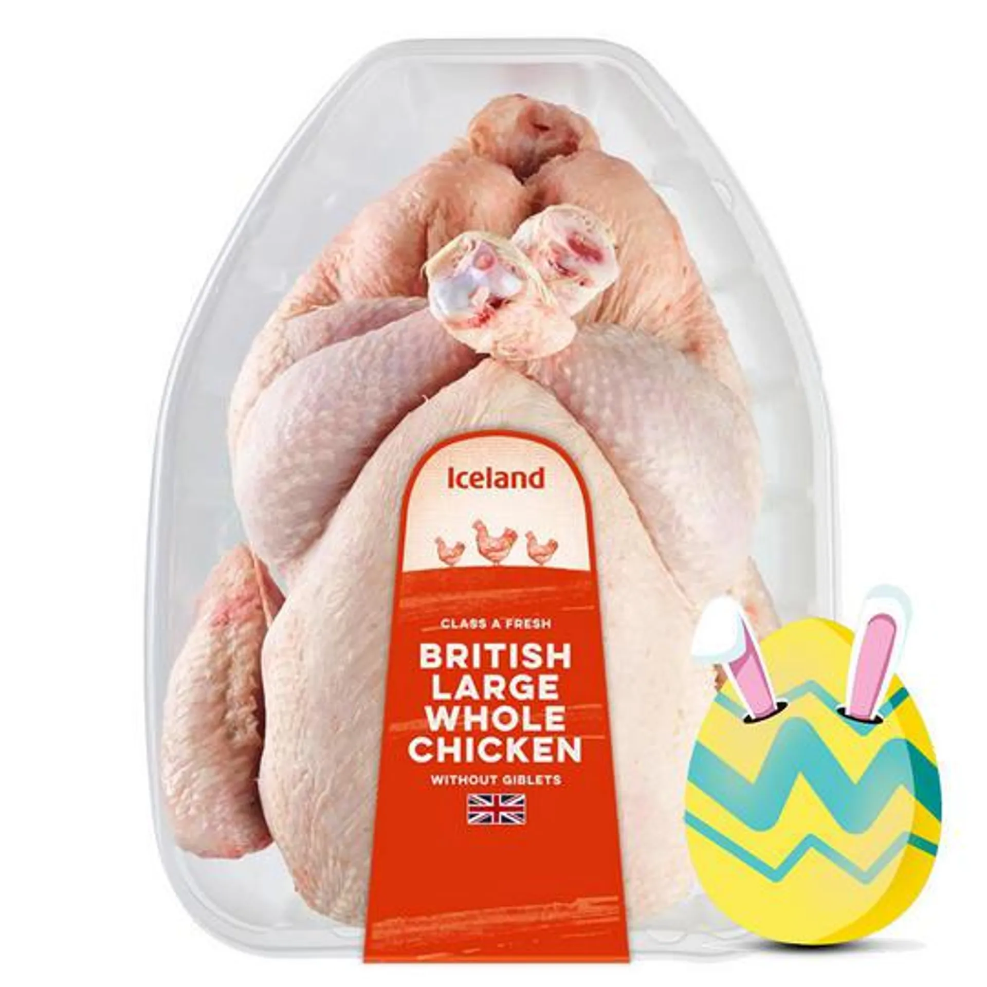 Iceland Class A Fresh British Large Whole Chicken without Giblets 1.7kg - 2.2kg
