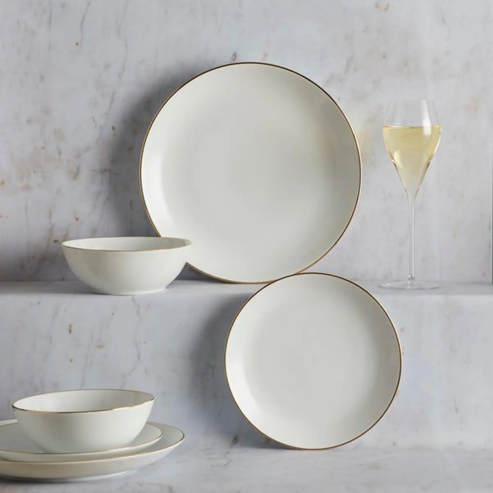 Gold Band 12 Piece Dinner Set