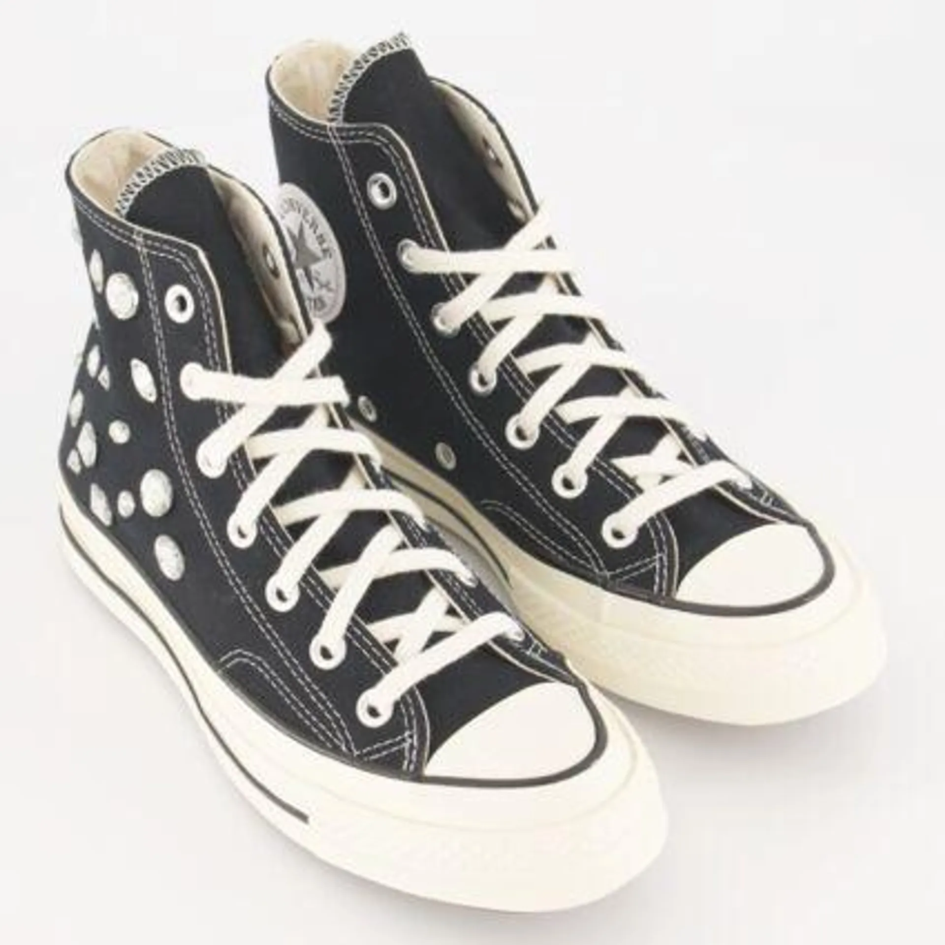 Black Embellished Canvas Trainers