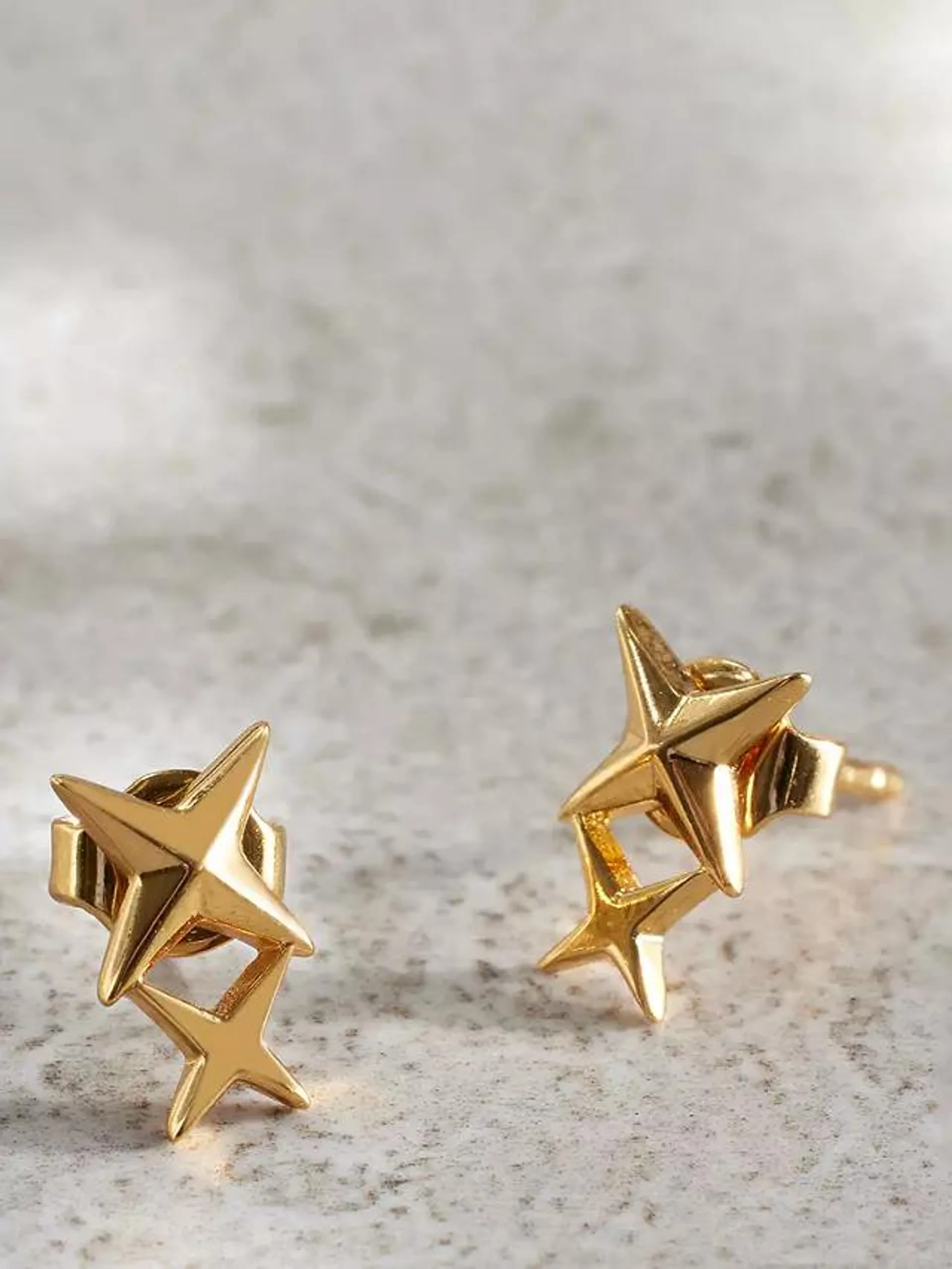 Mint Velvet Double Star Stud Earrings, Gold