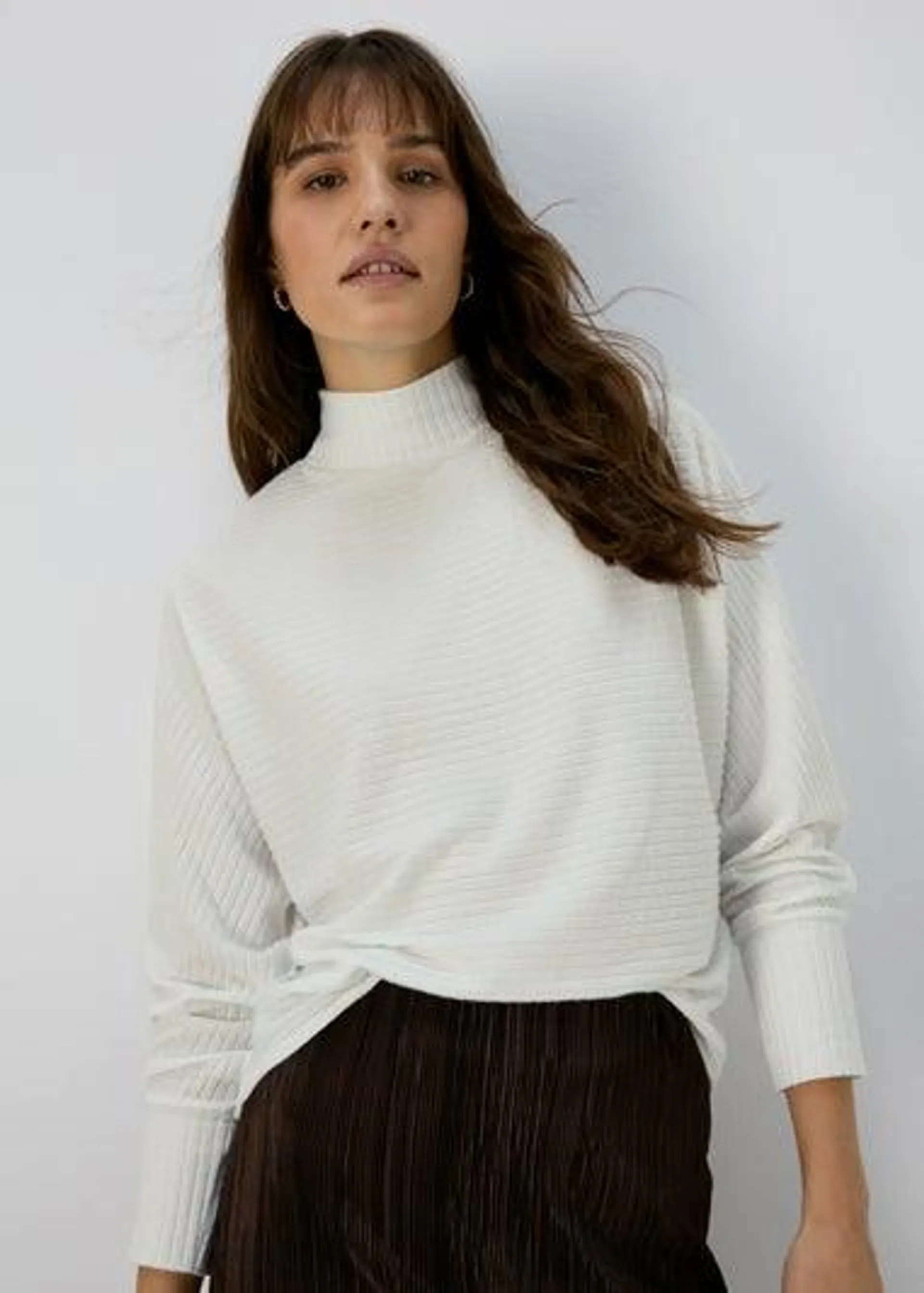 Ivory Rib High Neck Top