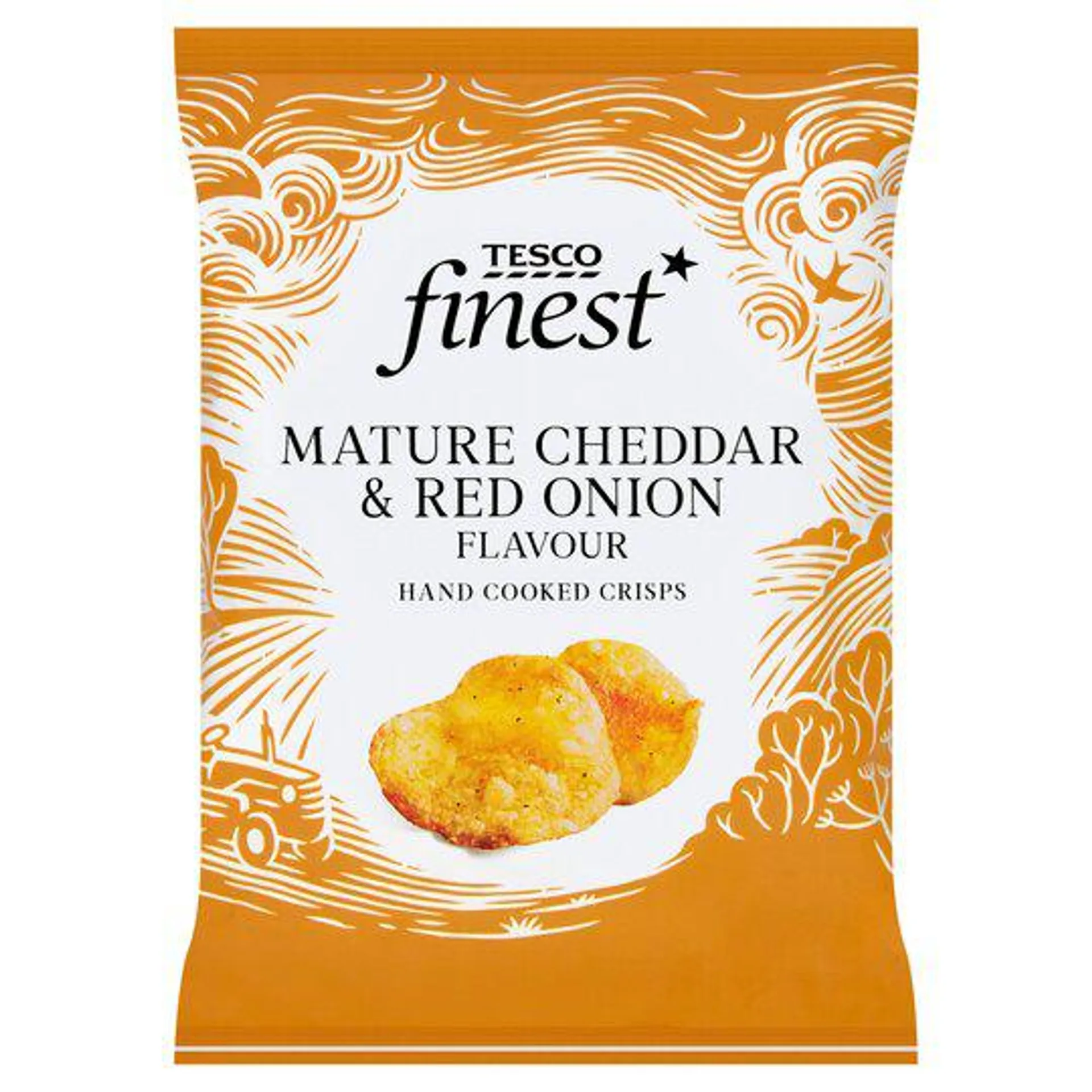 Tesco Finest Mature Cheddar & Onion Crisps 150G