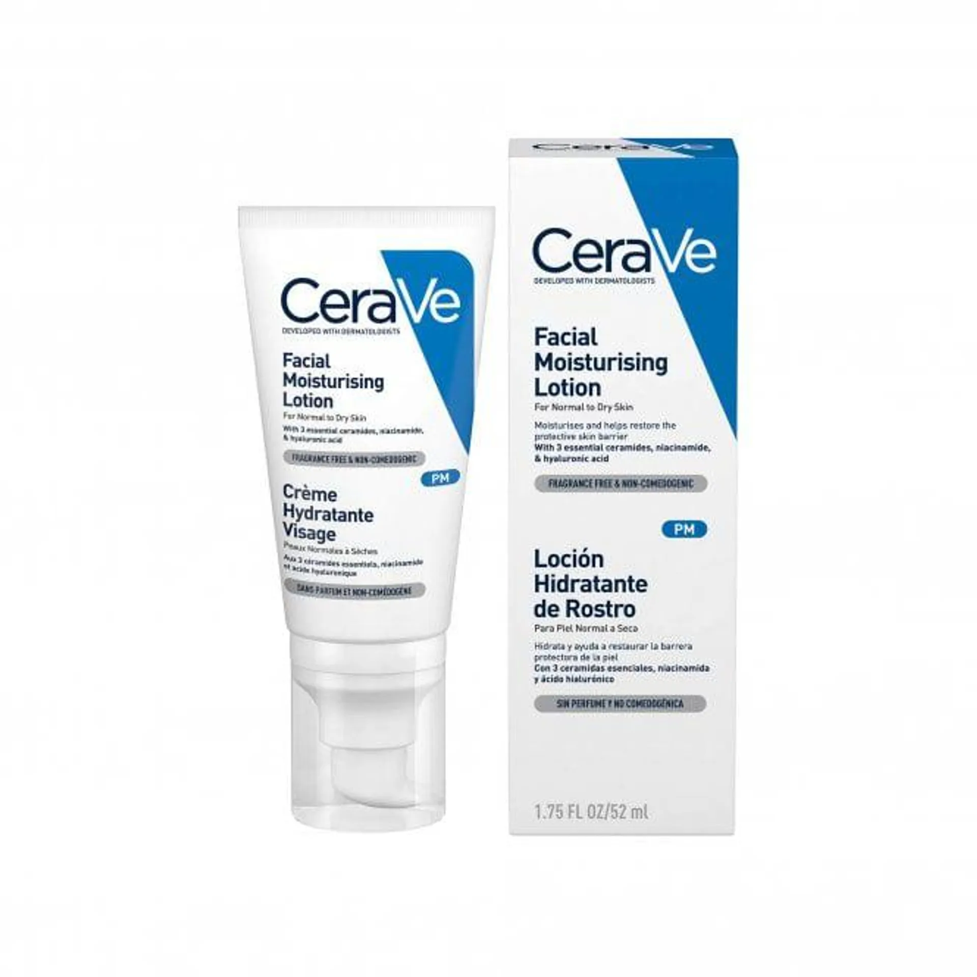 CeraVe Normal to Dry Skin Facial Moisturising Lotion 52ml Tube - PM