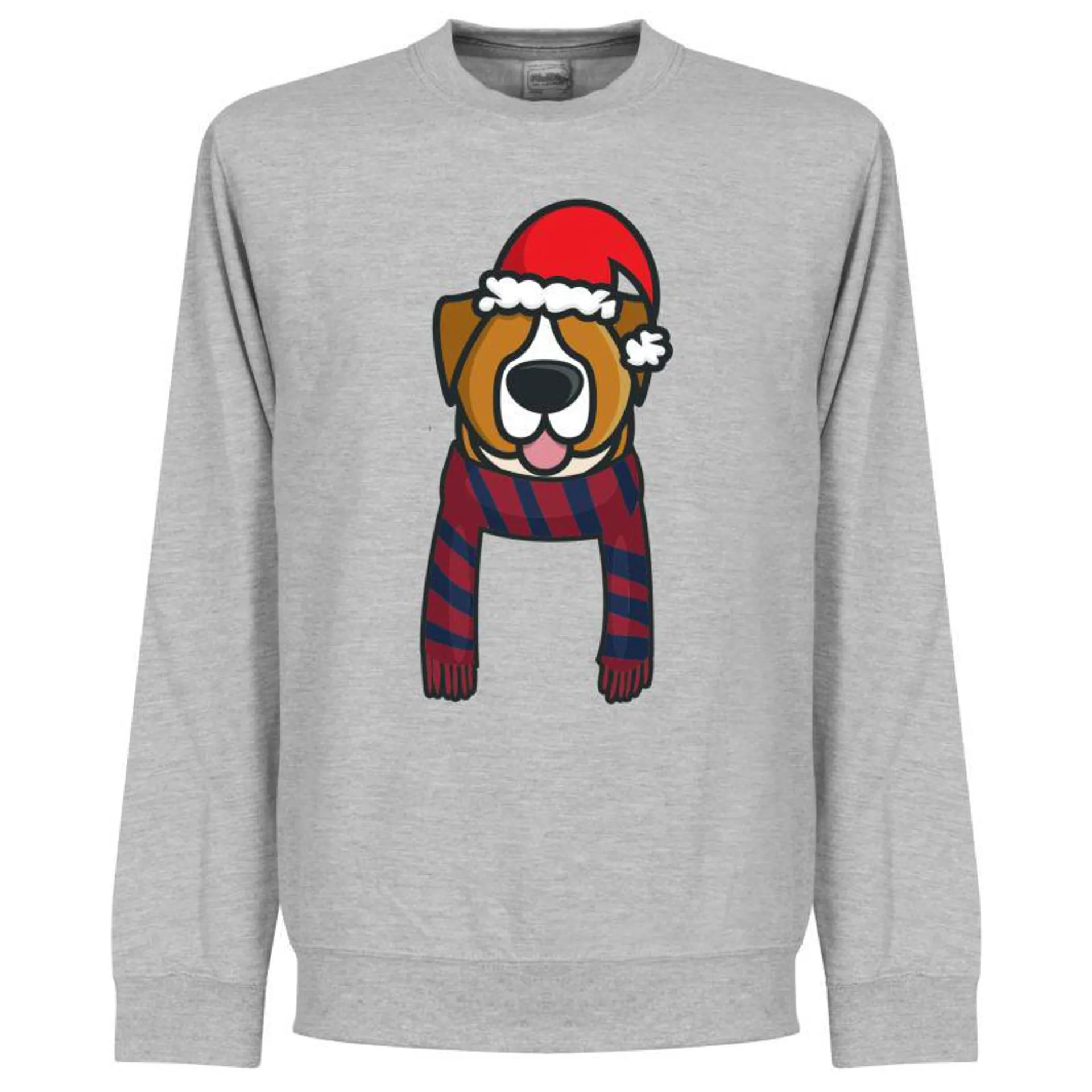 Christmas Dog Supporter KIDS Sweatshirt - Grey (Maroon/Navy Scarf)