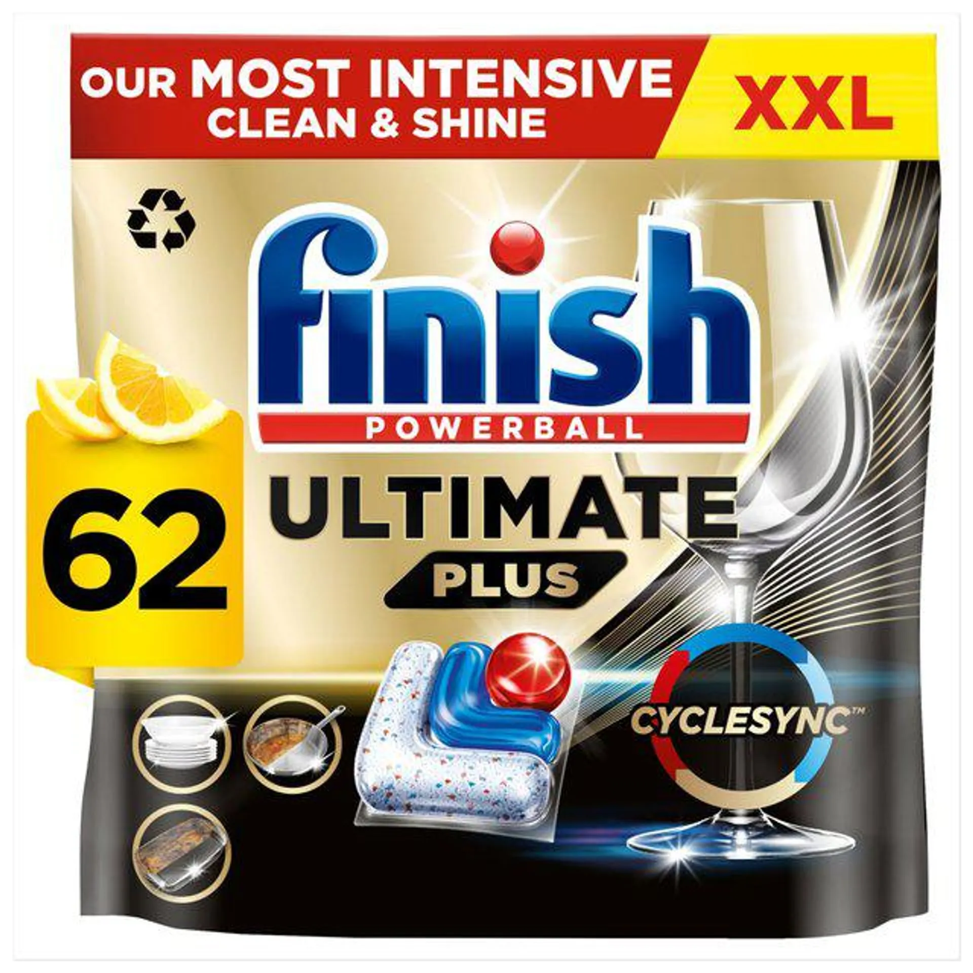 Finish Ultimate Plus Lemon Dishwasher Tablets 62 per pack