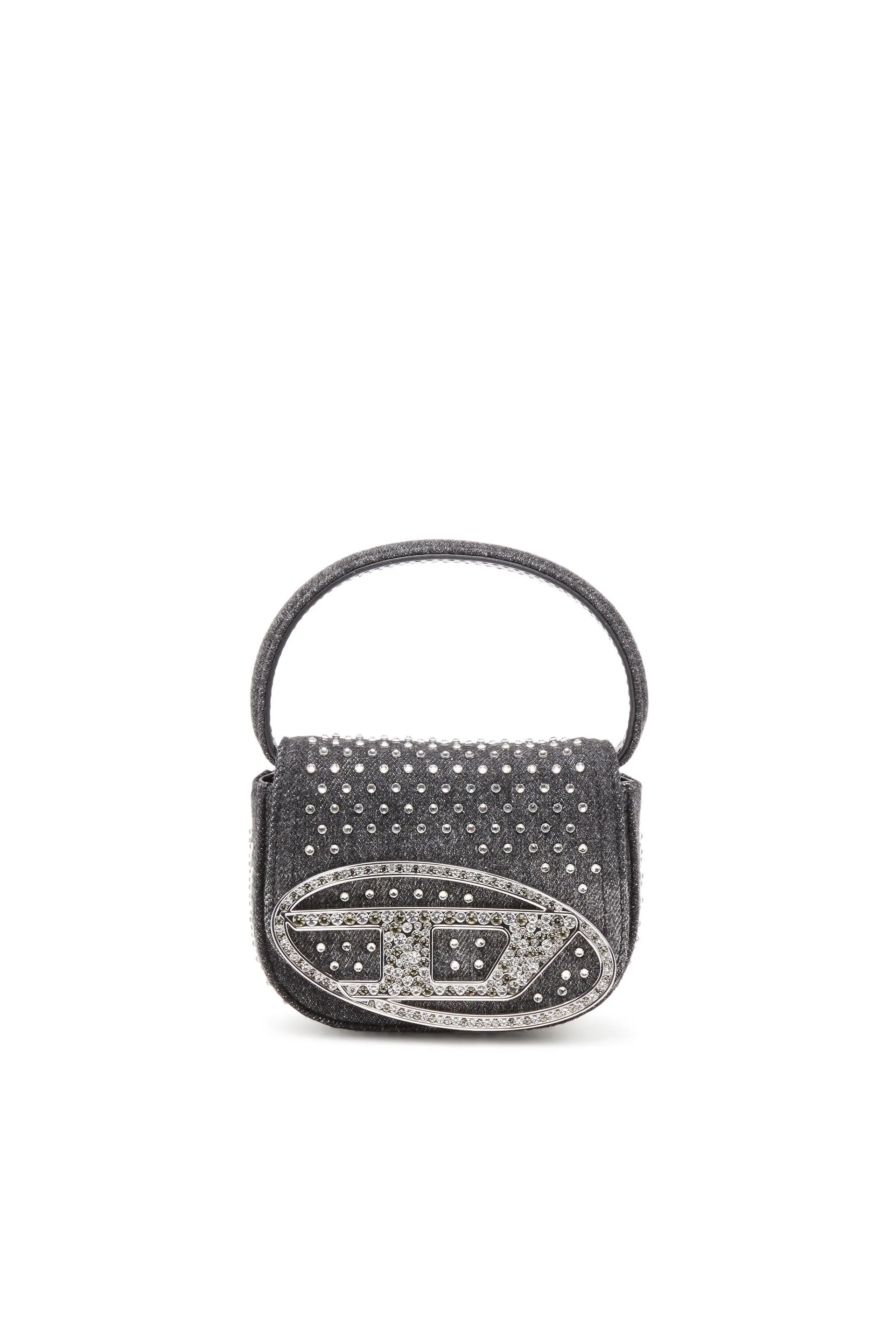 1DR Xs-Iconic mini bag in denim and crystals