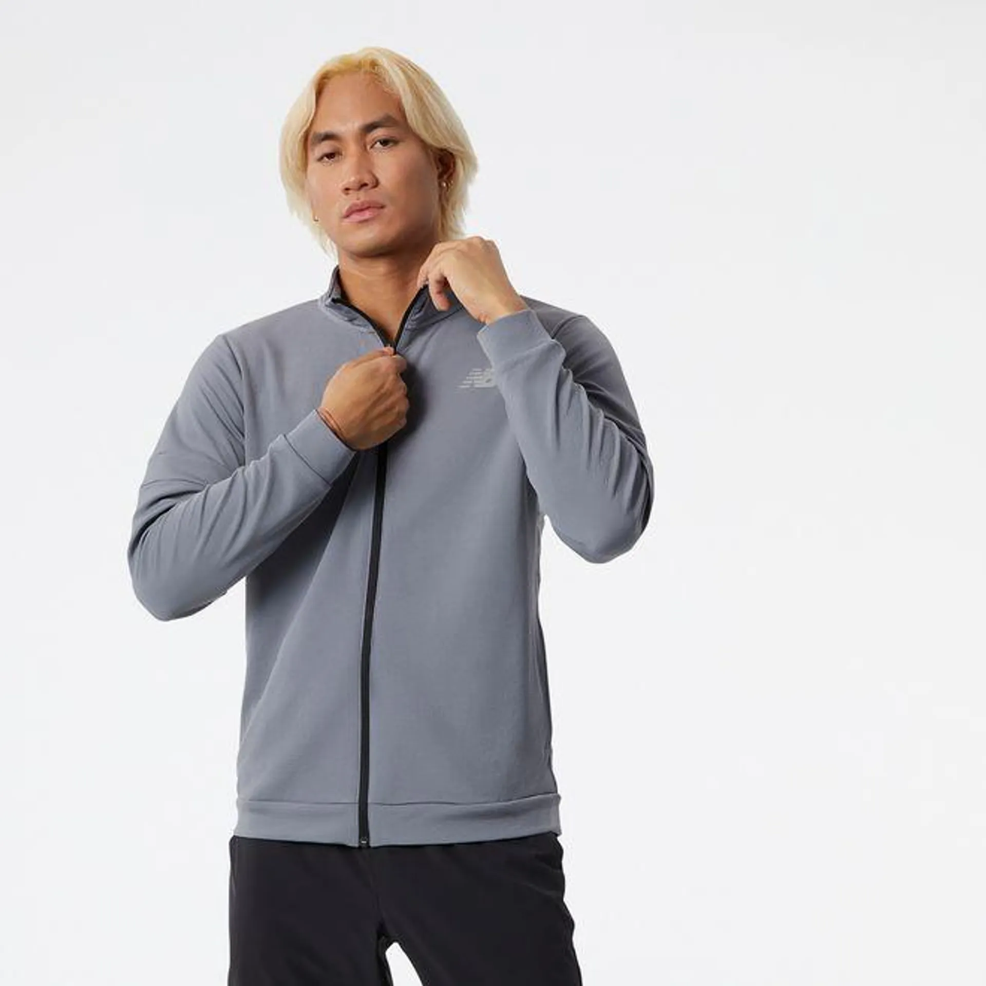 New Balance Tech Training Knit Track Jacket in Grey