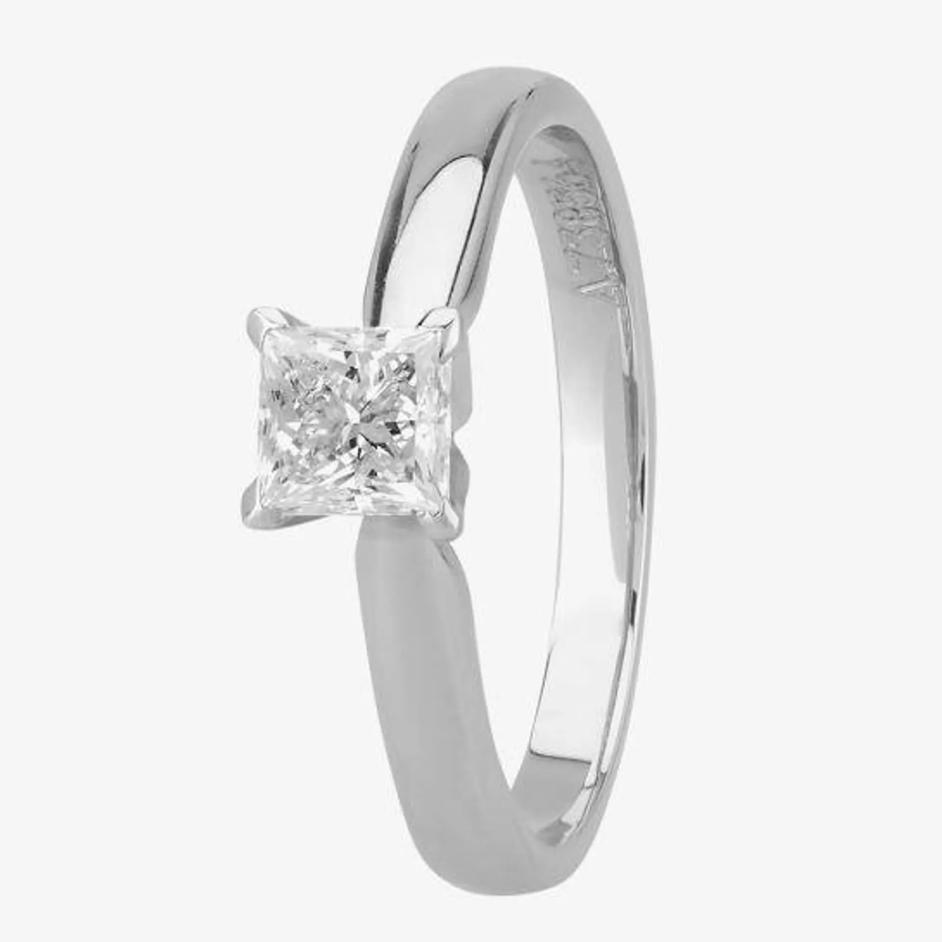 1888 Collection Platinum Princess Cut 0.50ct Diamond V-Shaped Solitaire Ring M94-B3