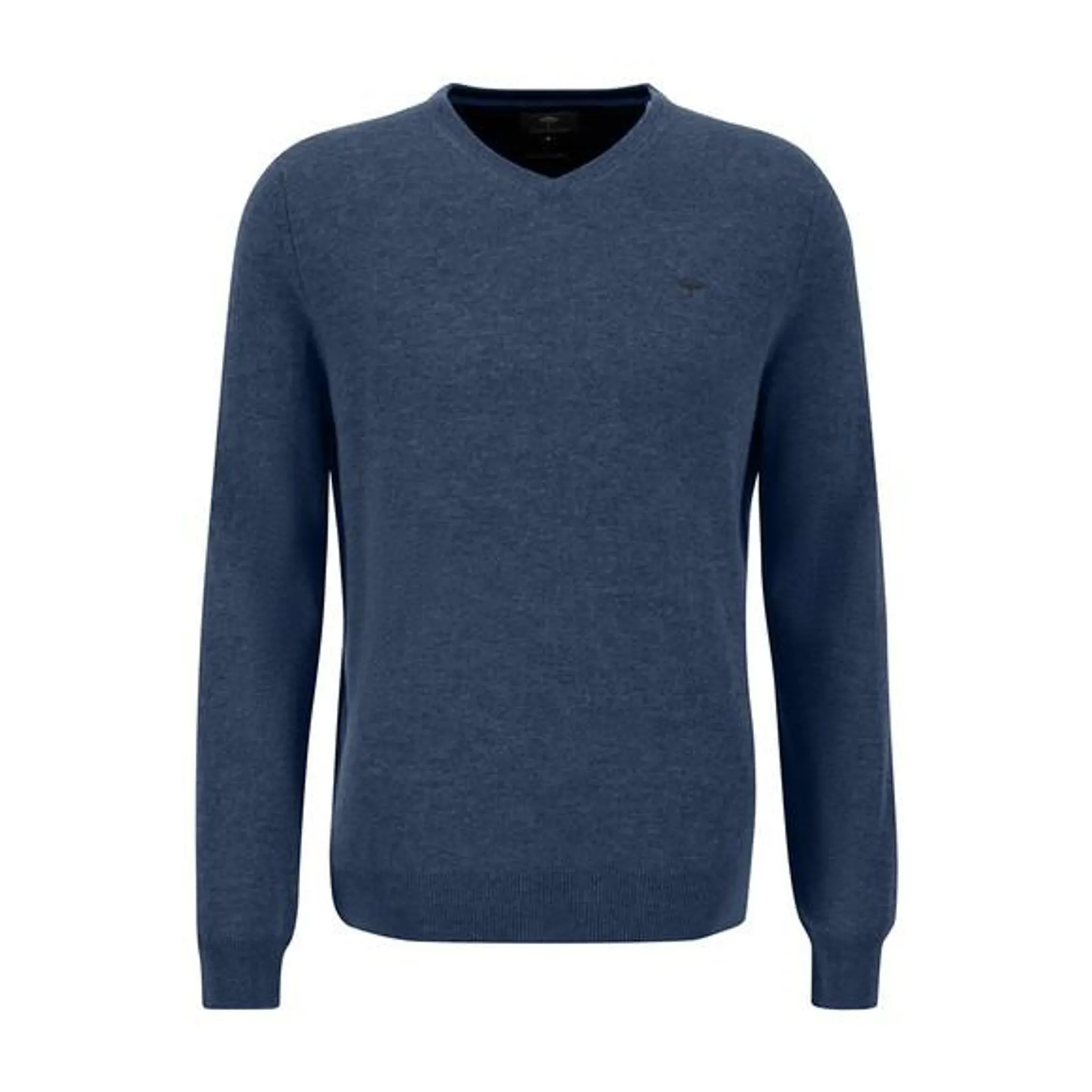 Mens Blue V Neck Merino Cashmere Jumper