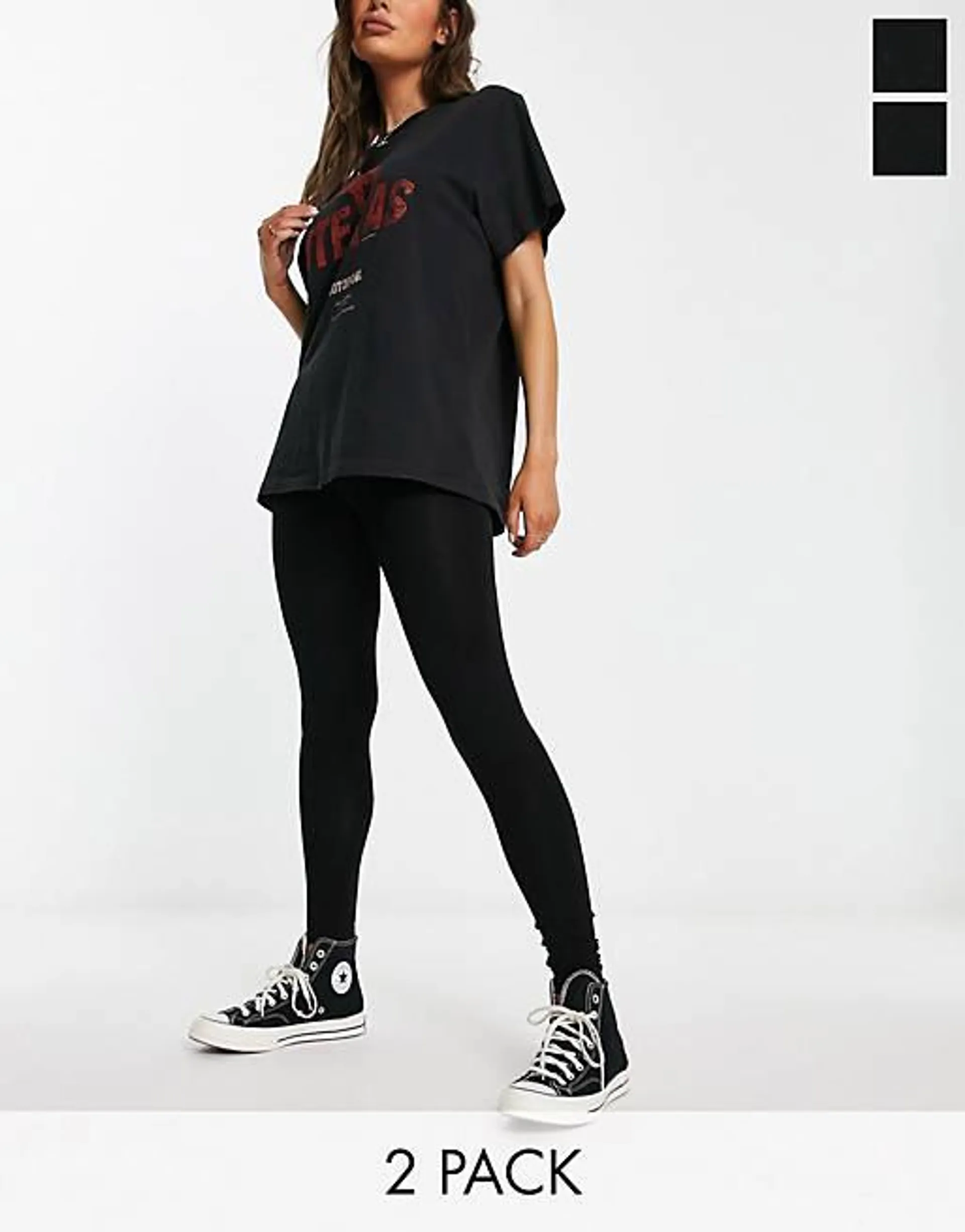 ASOS DESIGN 2 pack leggings in black