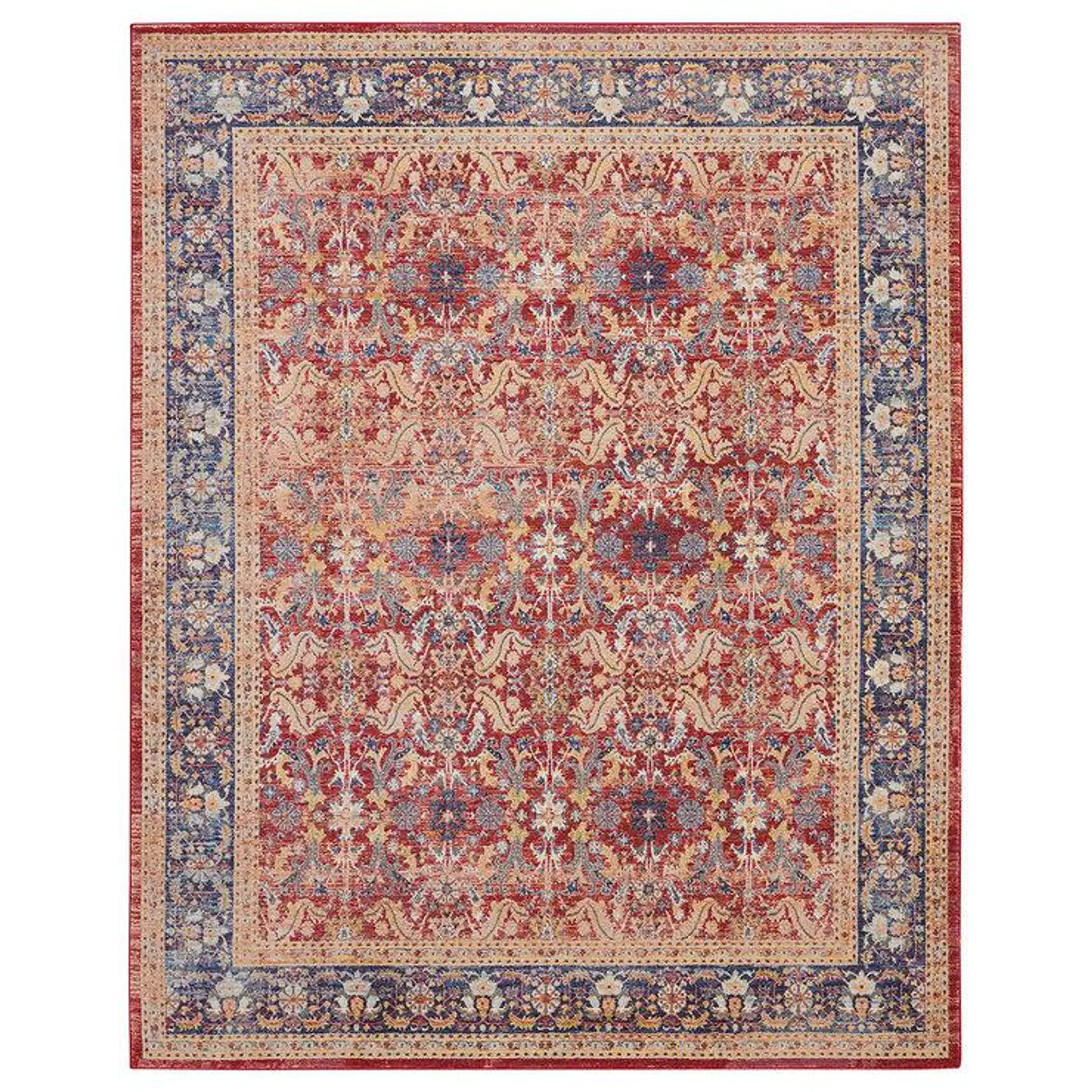 Ankara Red Traditional Bordered Rug in 2 Sizes