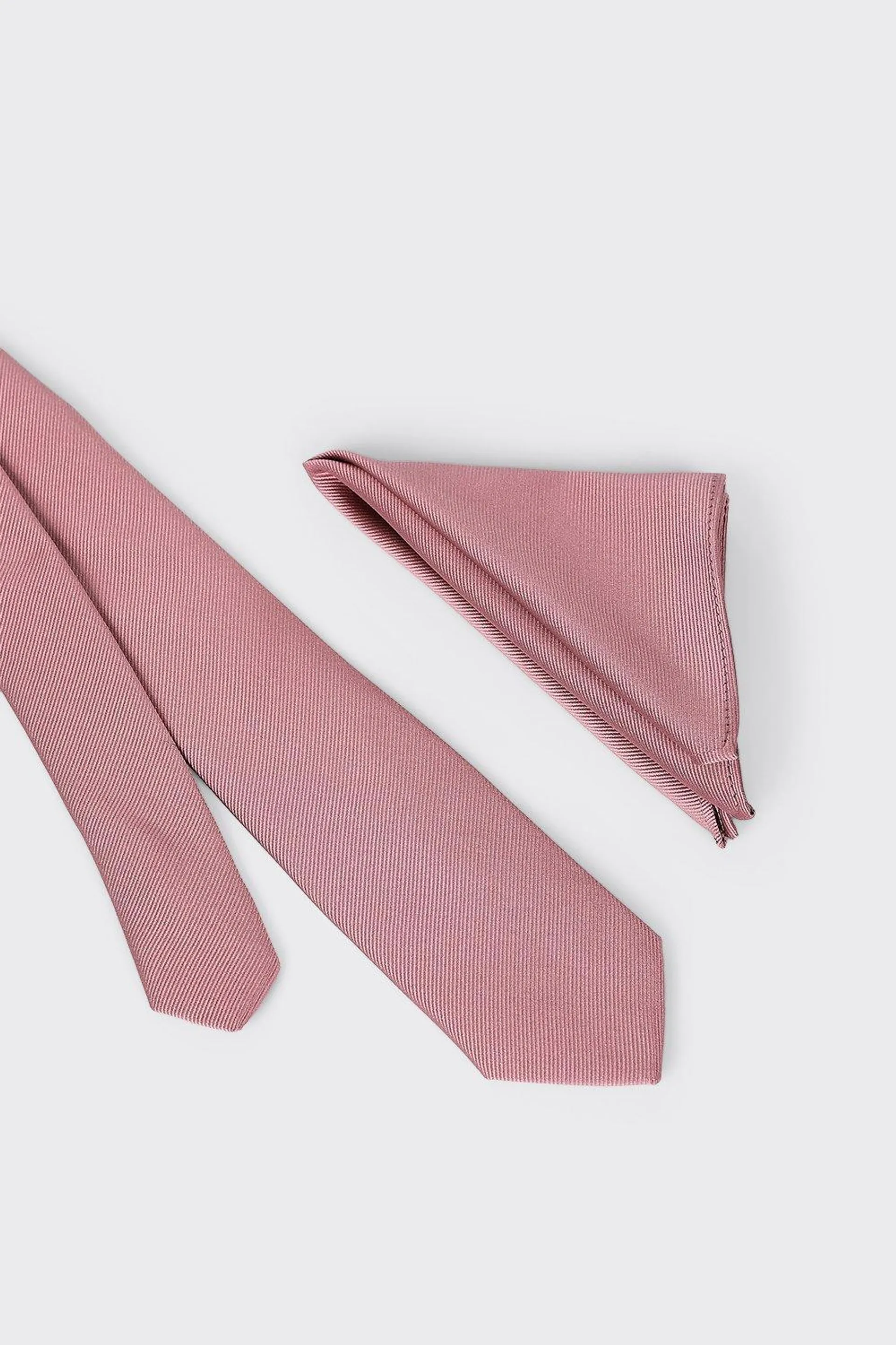 Slim Rose Pink Tie And Pocket Square Set