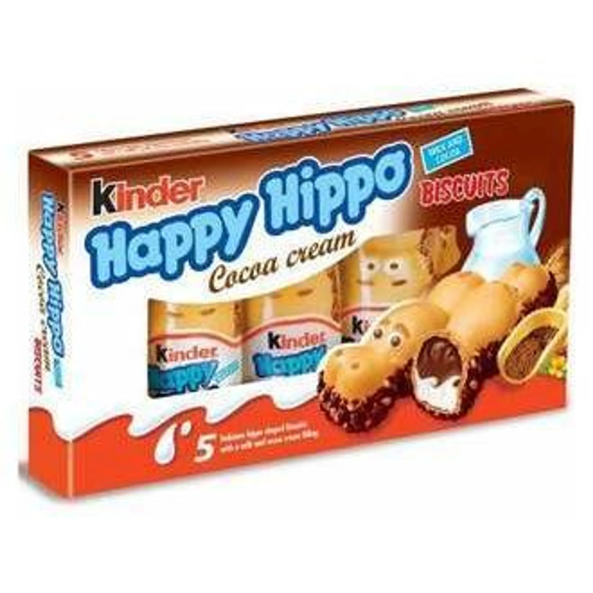 Kinder Happy Hippos Milk & Cocoa Biscuits, 20.7g (Pack of 5)