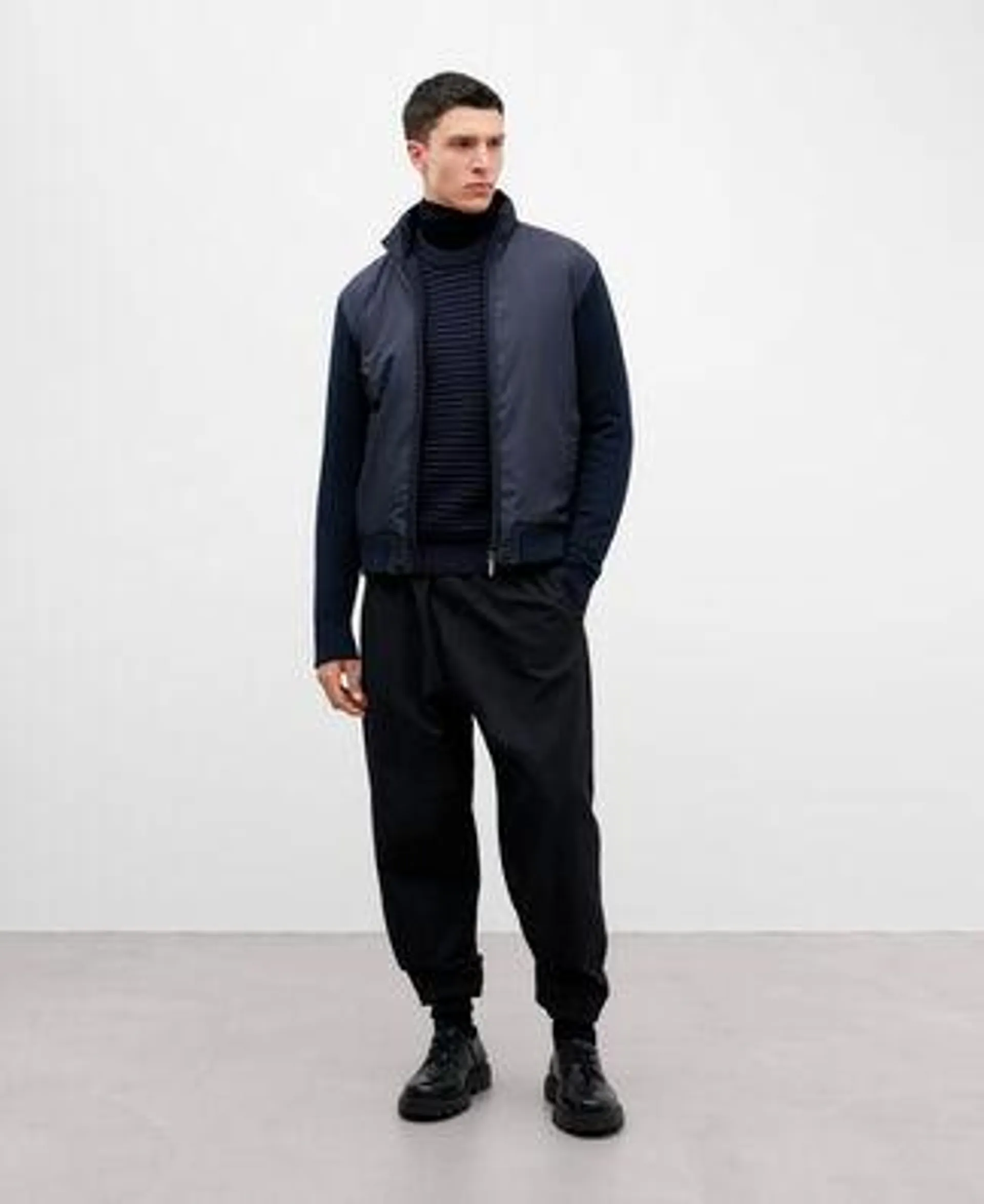 Dark blue cotton sweater for men